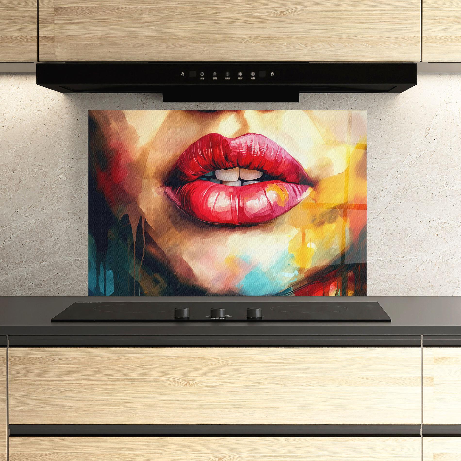 Konyhai üveg hátfal Painting Texture Lips mockup 3