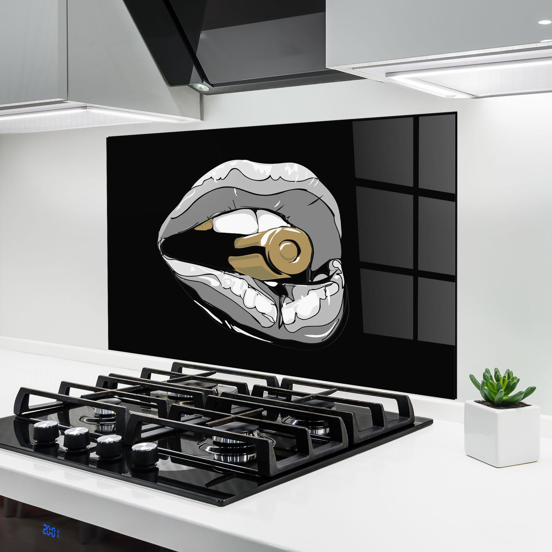 Konyhai üveg hátfal Grey Bullet Lips mockup 6