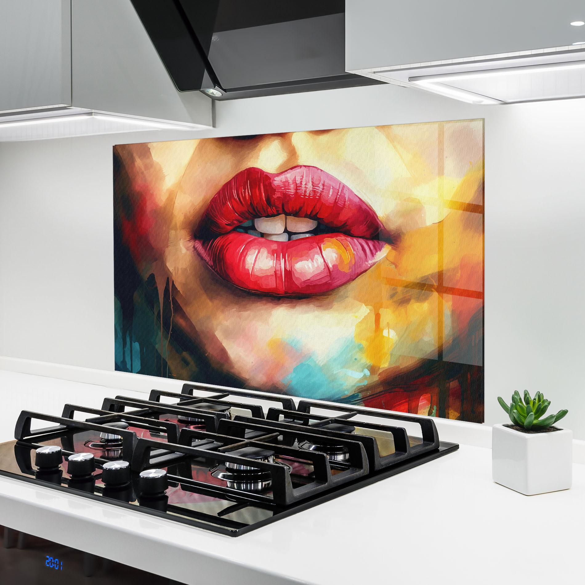 Konyhai üveg hátfal Painting Texture Lips mockup 6