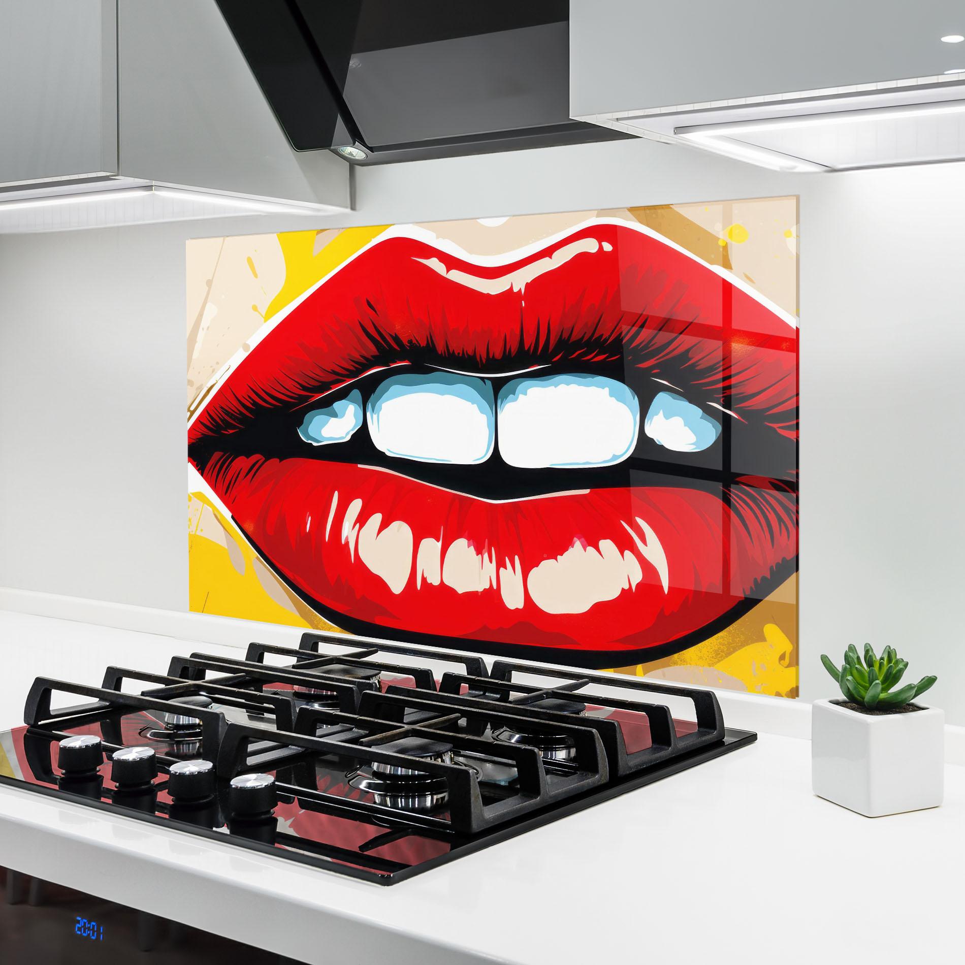 Konyhai üveg hátfal Pop Lips mockup 6