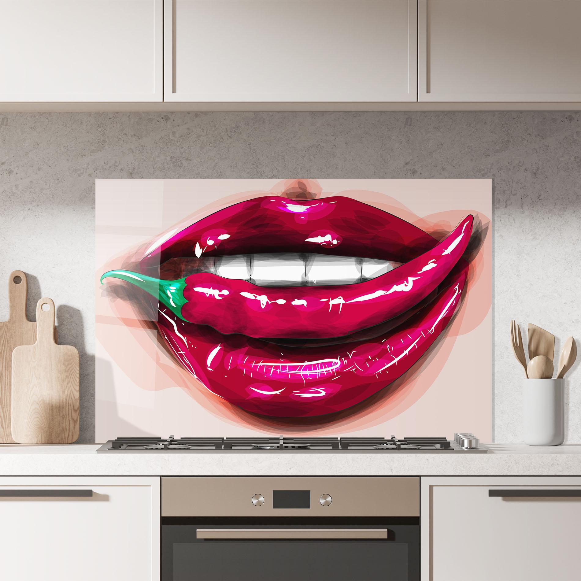 Konyhai üveg hátfal Chilli Lips mockup 7