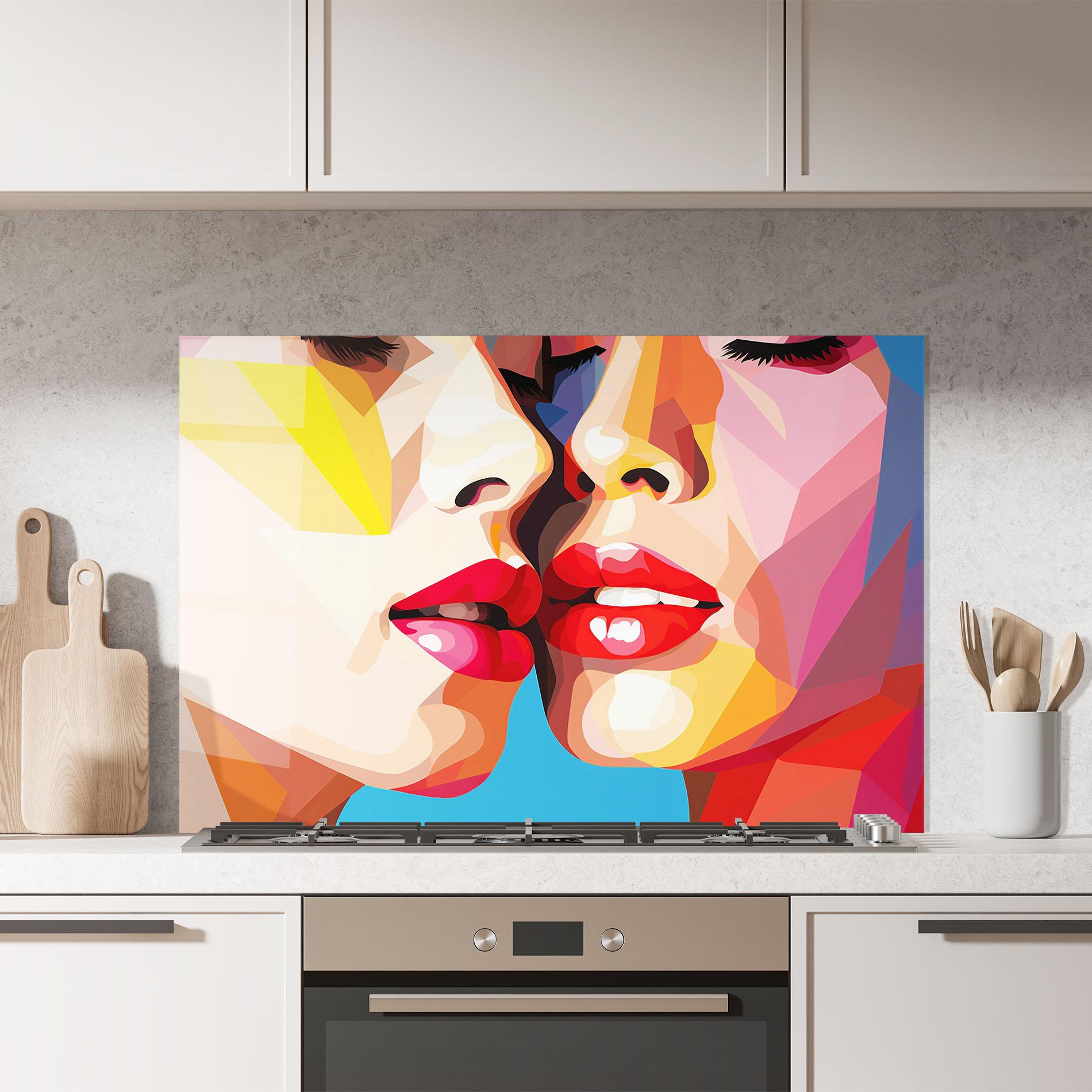 Konyhai üveg hátfal Lips Kissing mockup 7