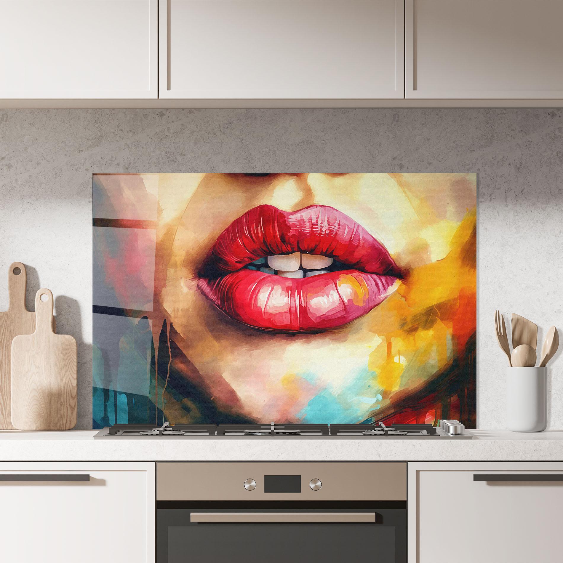 Konyhai üveg hátfal Painting Texture Lips mockup 7