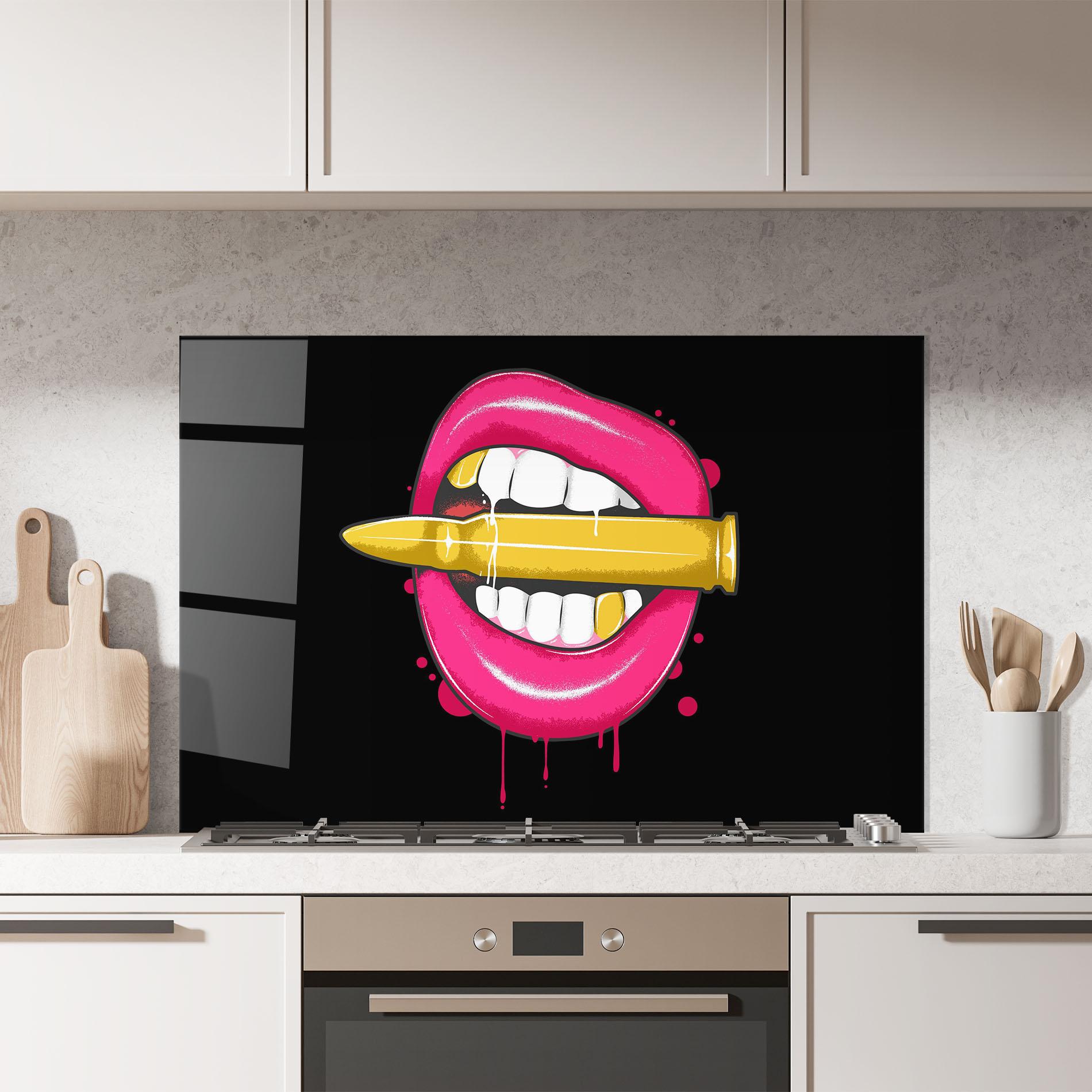 Konyhai üveg hátfal Pink Bullet Lips mockup 7