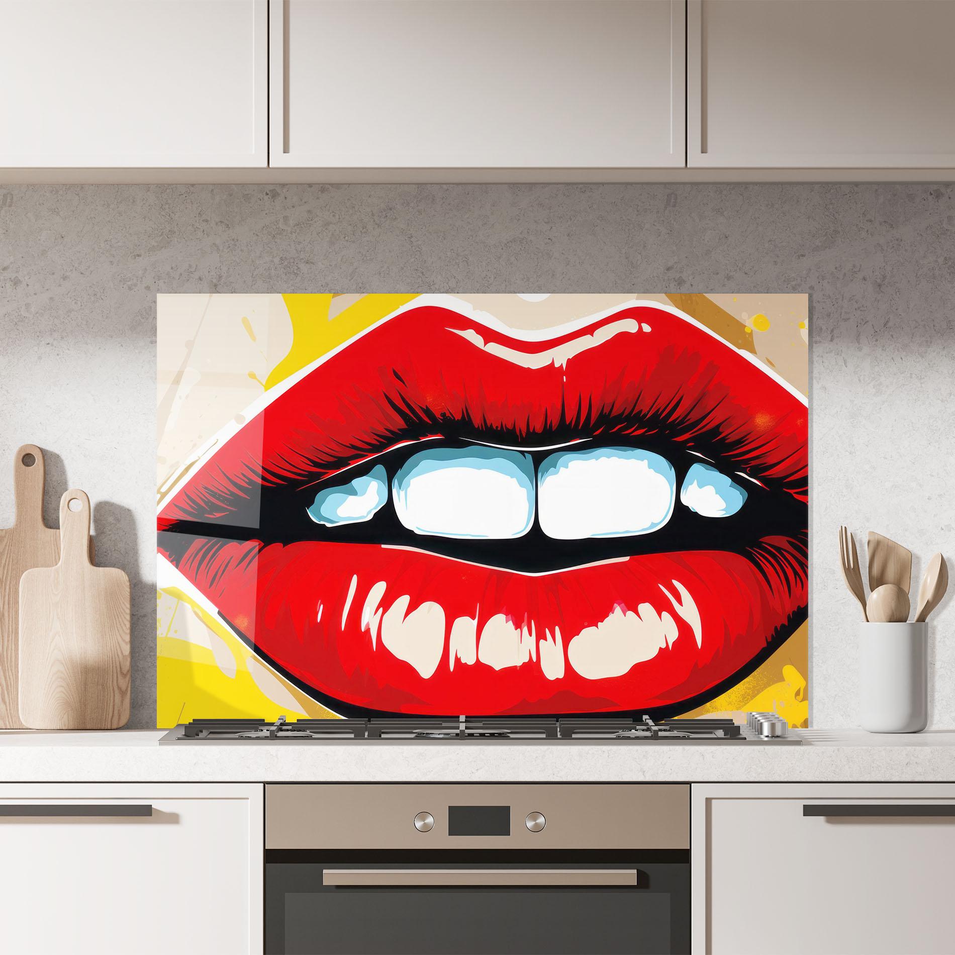 Konyhai üveg hátfal Pop Lips mockup 7