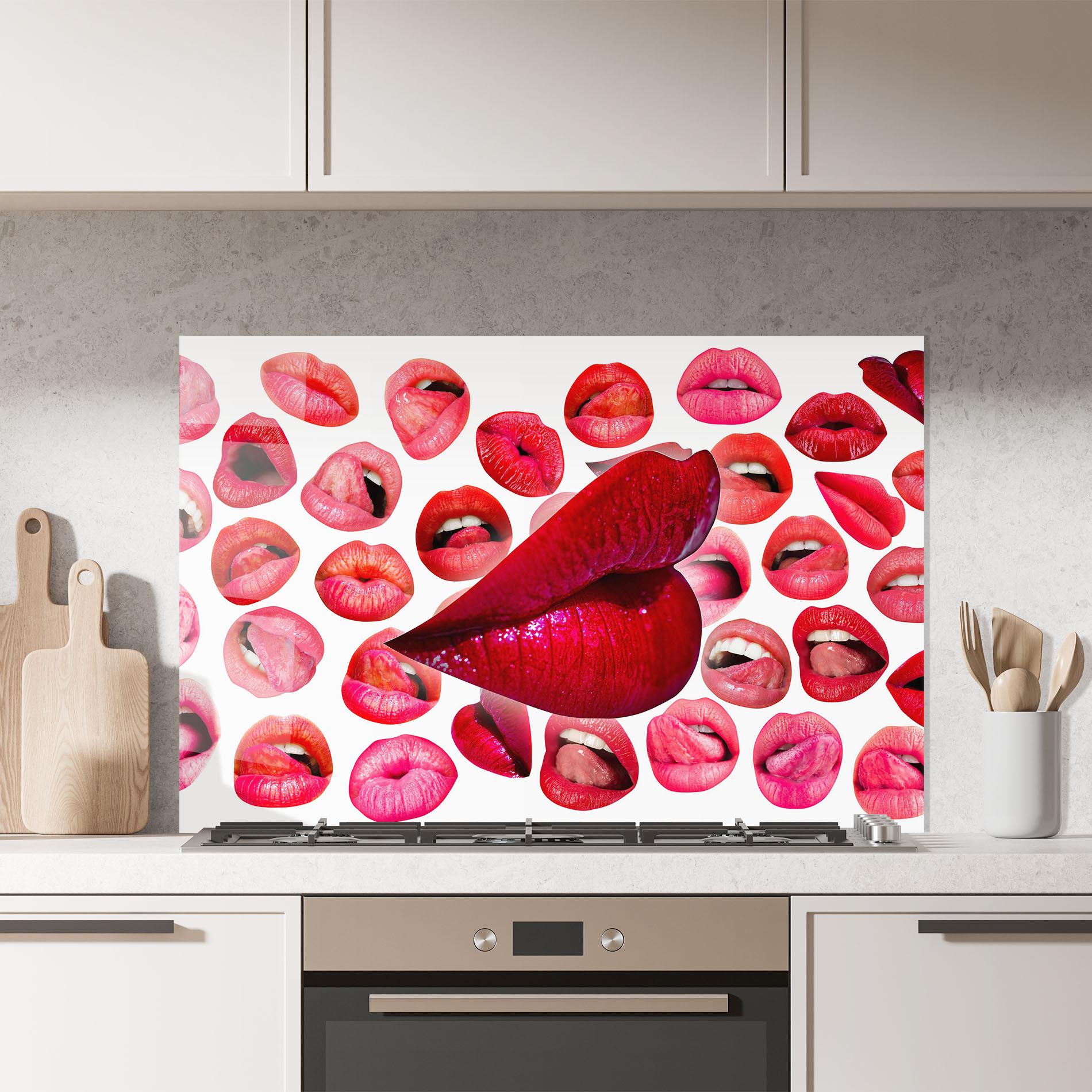 Konyhai üveg hátfal Red Lip Female mockup 7