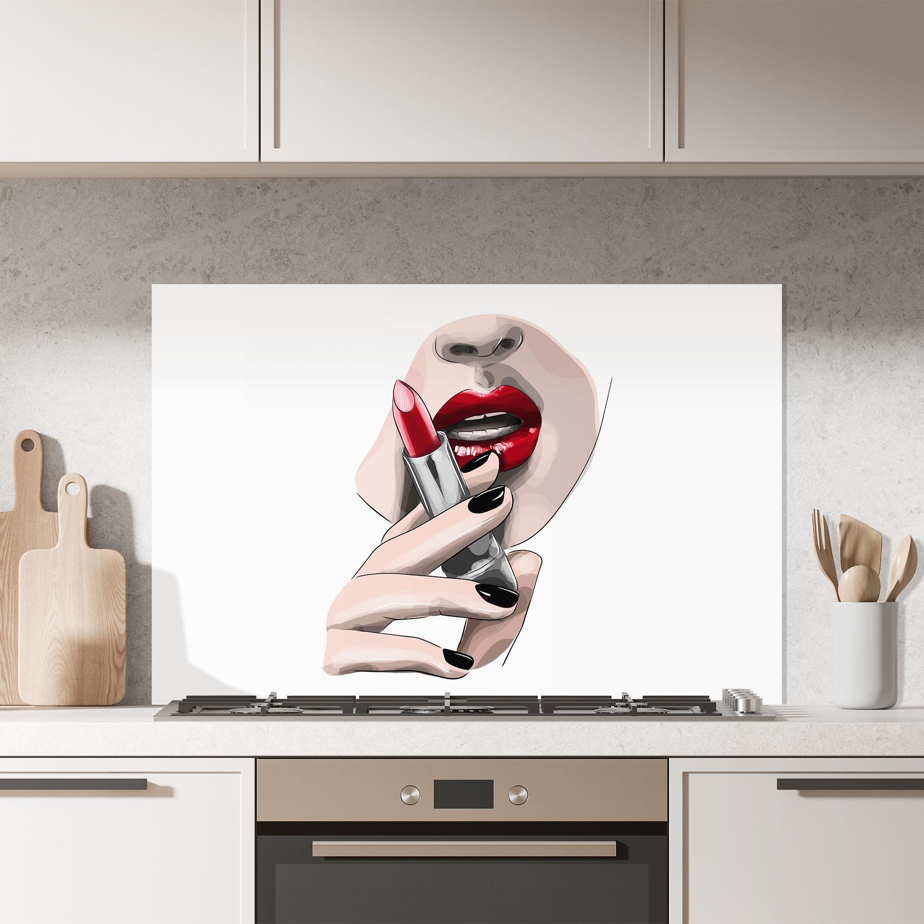 Konyhai üveg hátfal Red Lipstick mockup 7