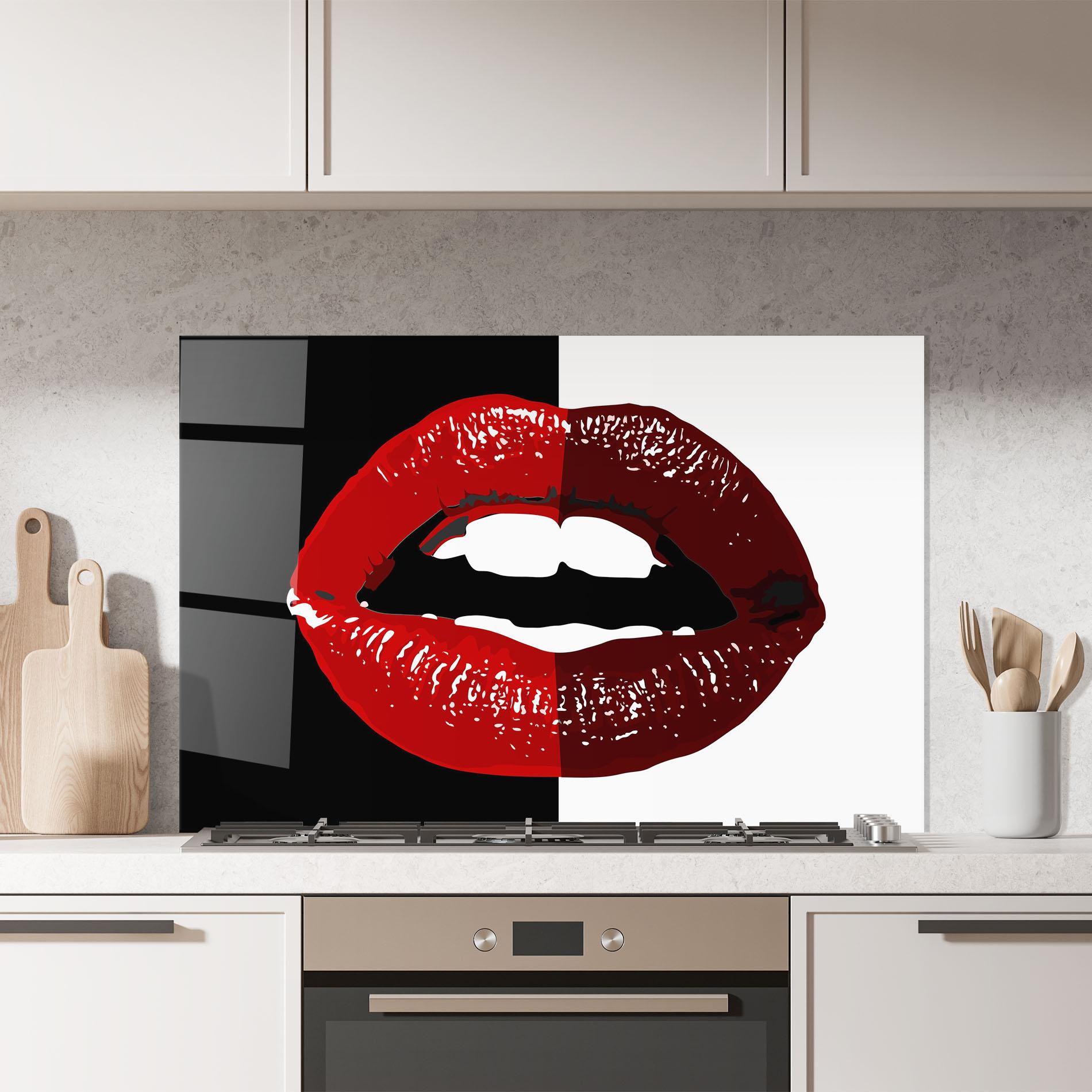 Konyhai üveg hátfal Red Shade Lips mockup 7