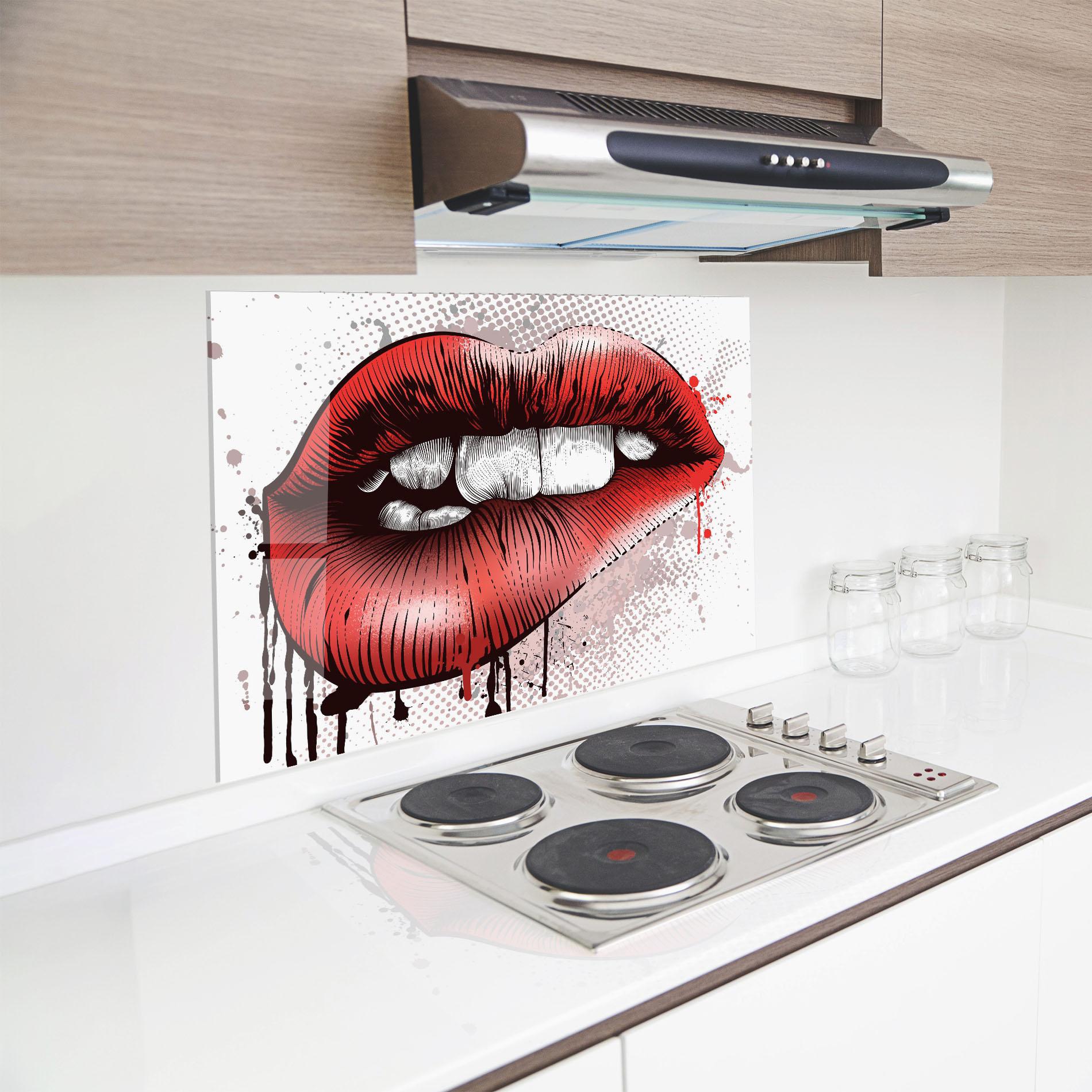 Konyhai üveg hátfal Lips Pop Artistic mockup 8