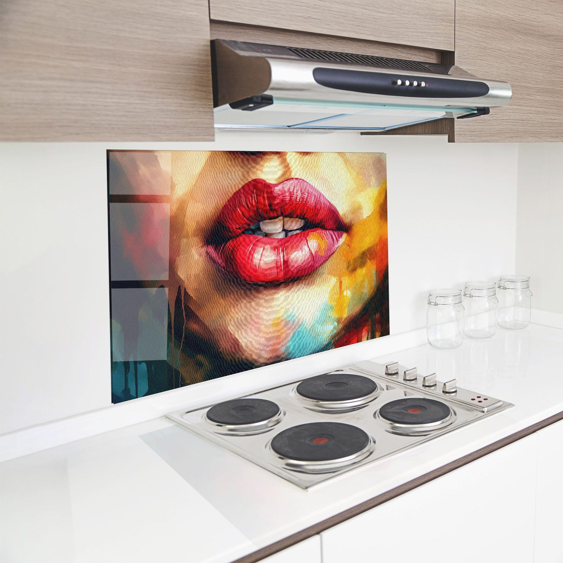 Konyhai üveg hátfal Painting Texture Lips mockup 8