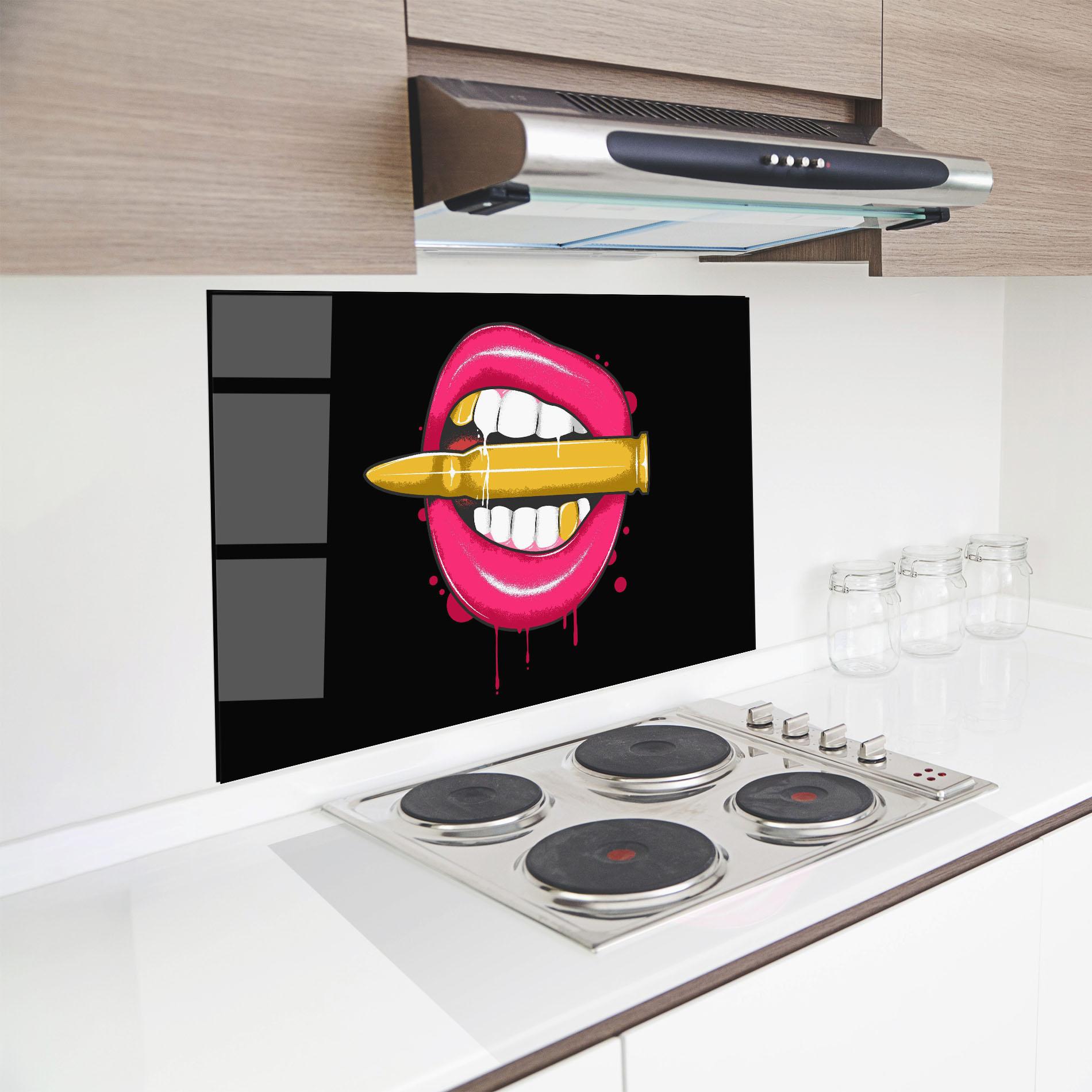 Konyhai üveg hátfal Pink Bullet Lips mockup 8