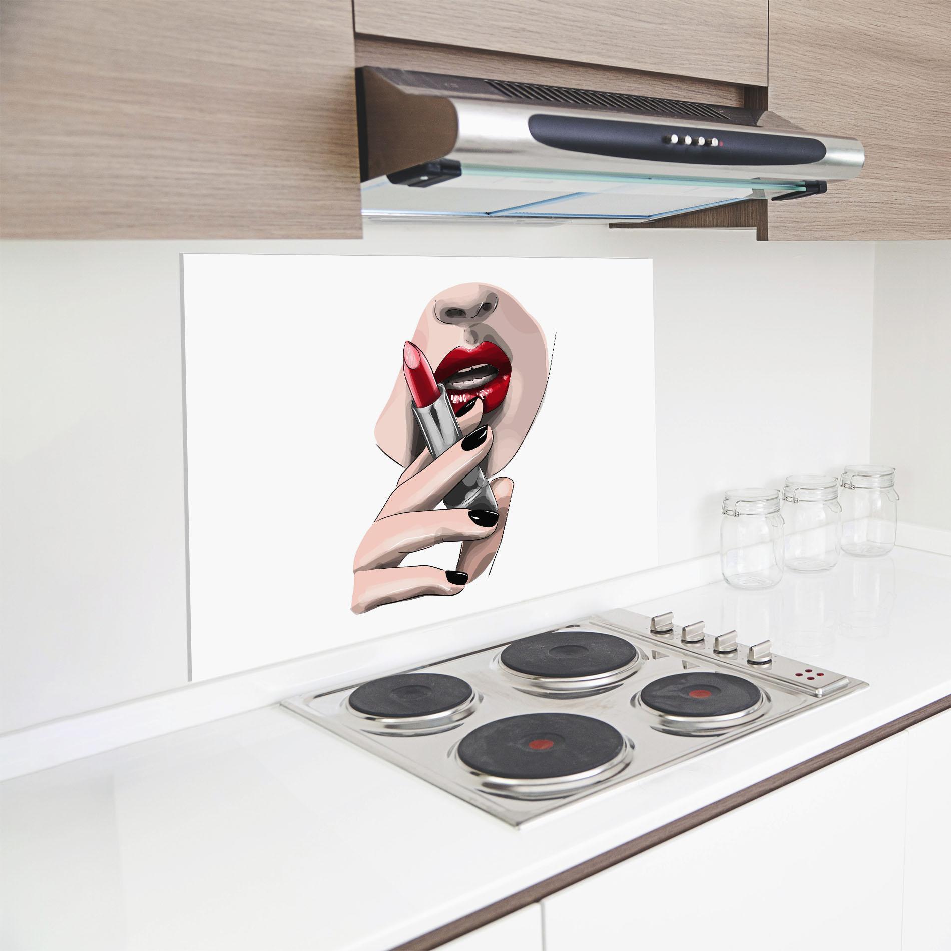 Konyhai üveg hátfal Red Lipstick mockup 8