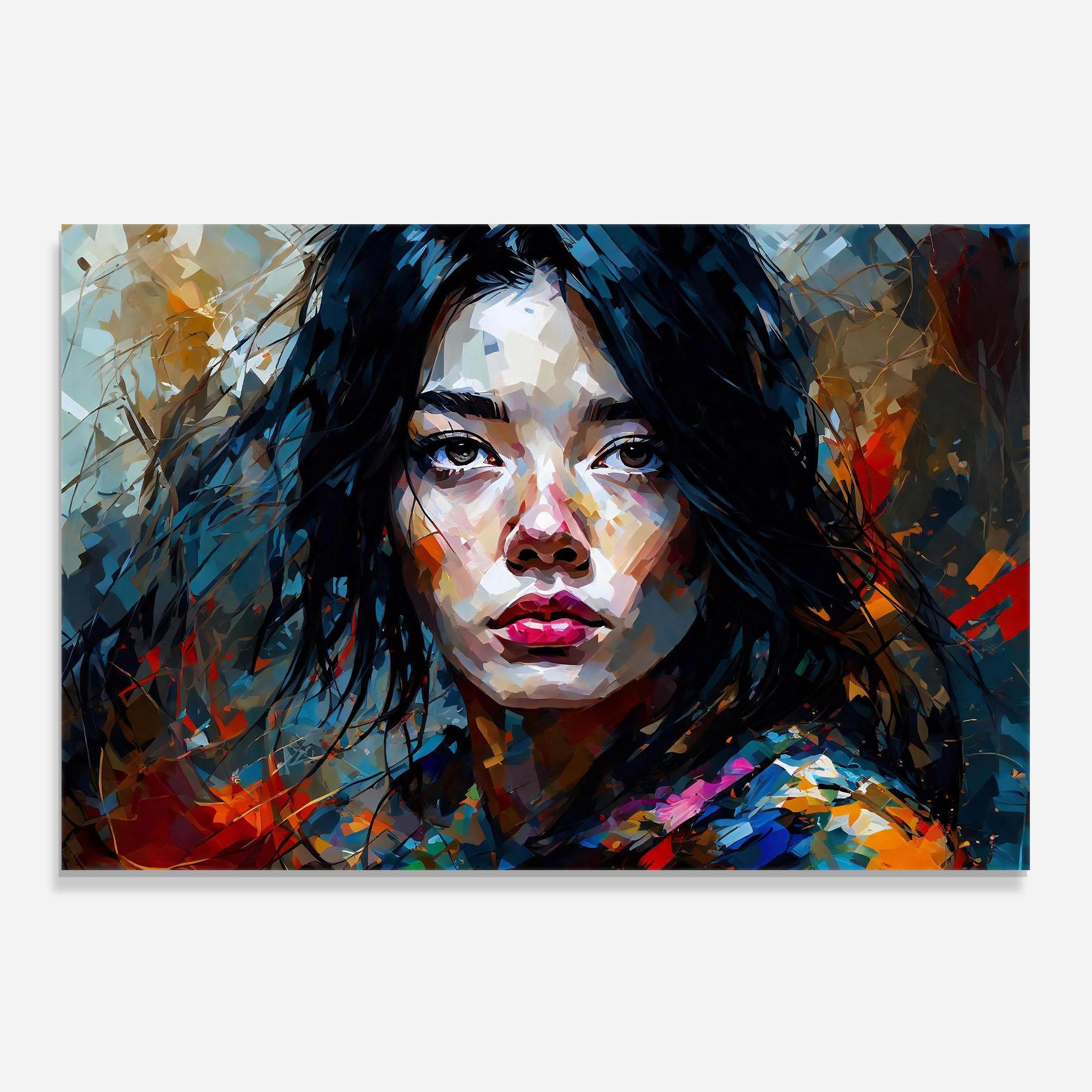 Konyhai üveg hátfal Artistic Girl Bright Makeup mockup 0