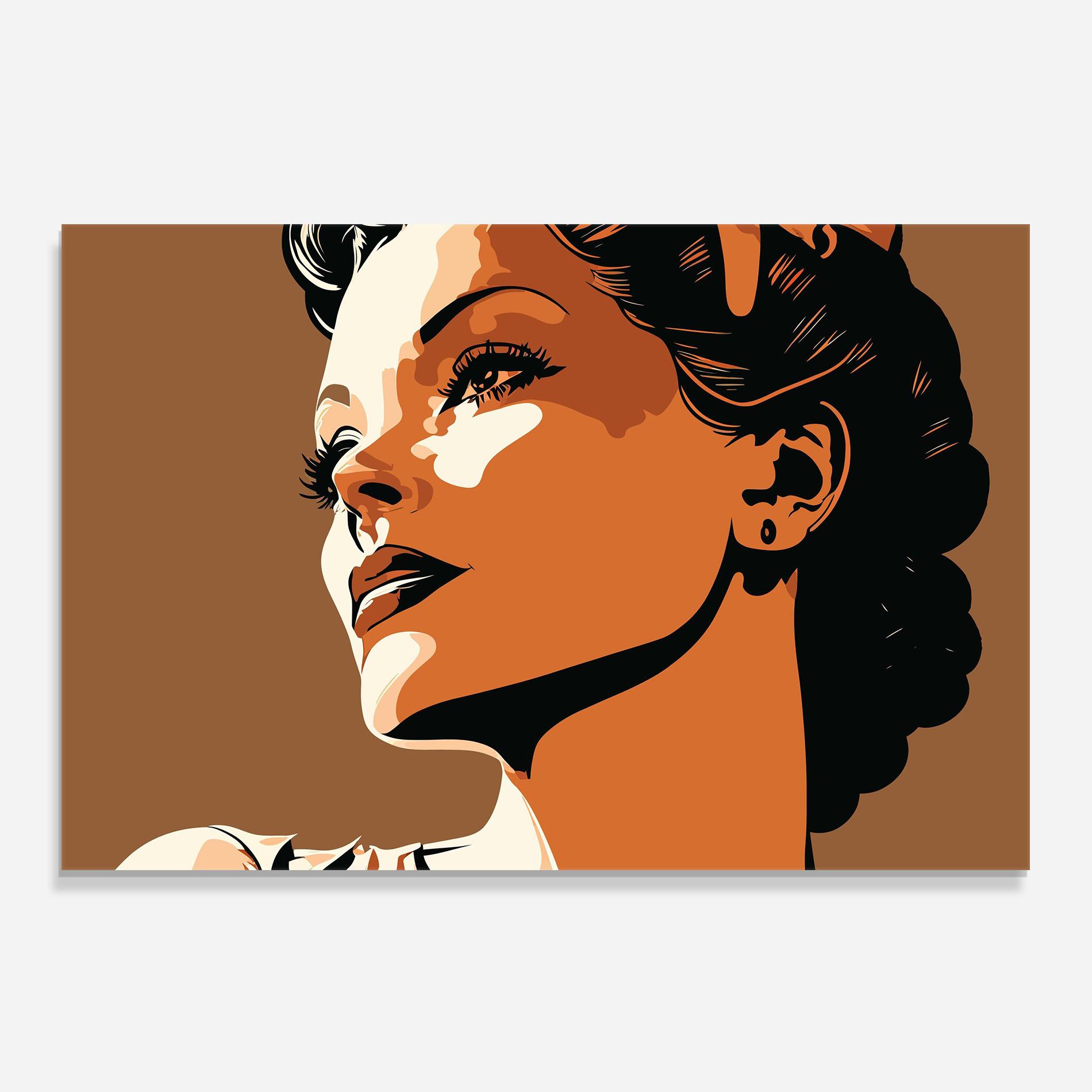 Konyhai üveg hátfal Brown Portrait Lady mockup 0