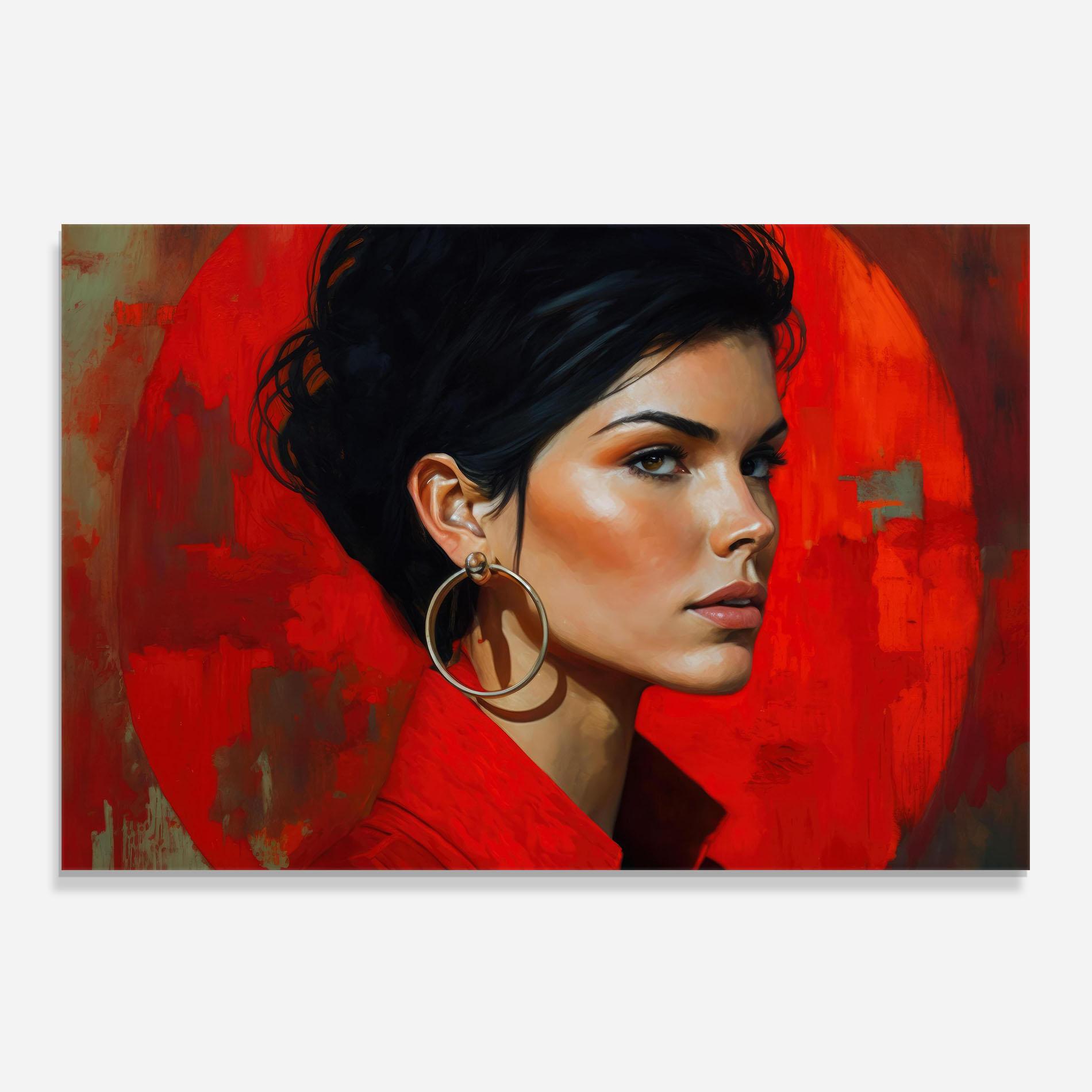 Konyhai üveg hátfal Hoop Earrings Woman mockup 0