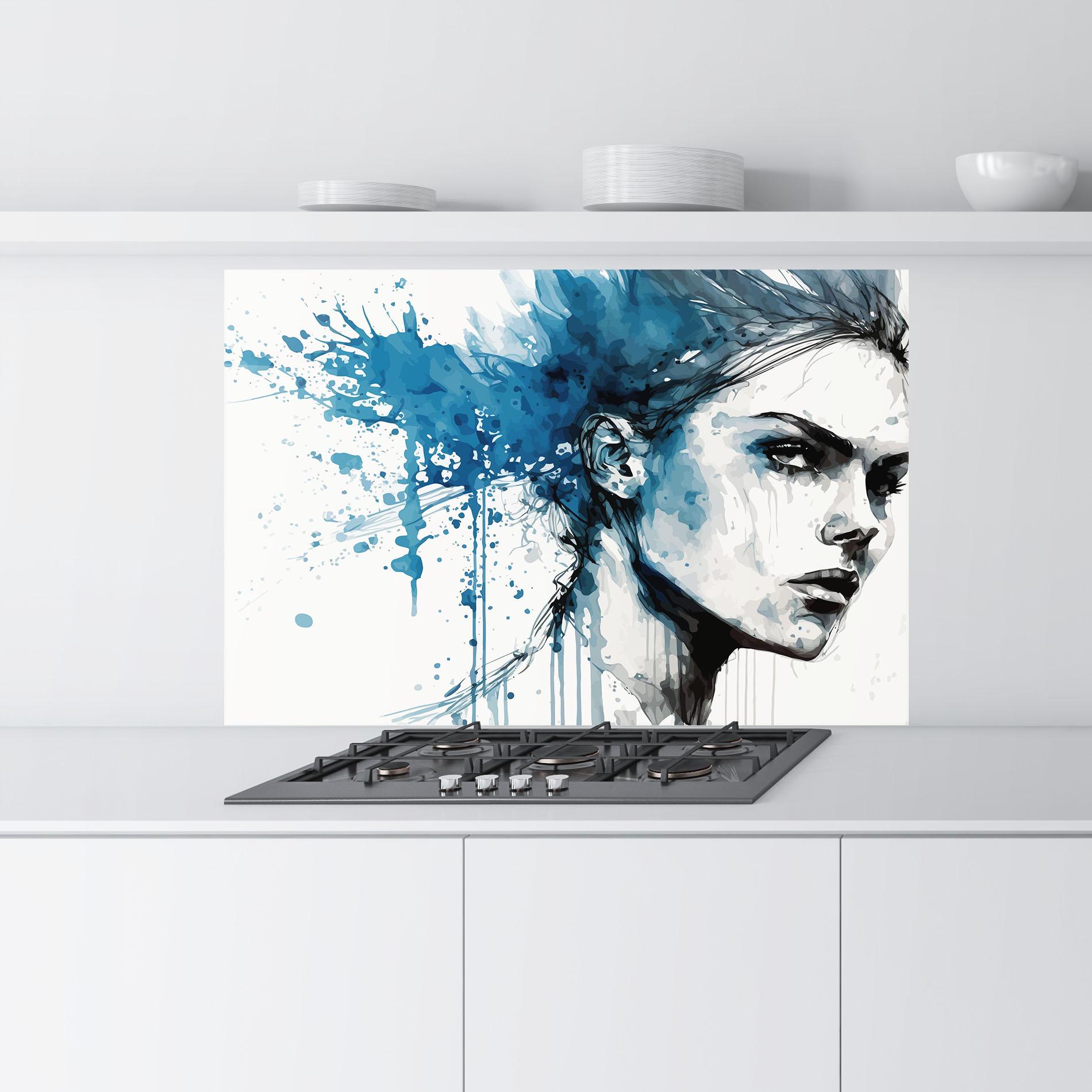 Konyhai üveg hátfal Blue Splash Portrait mockup 9