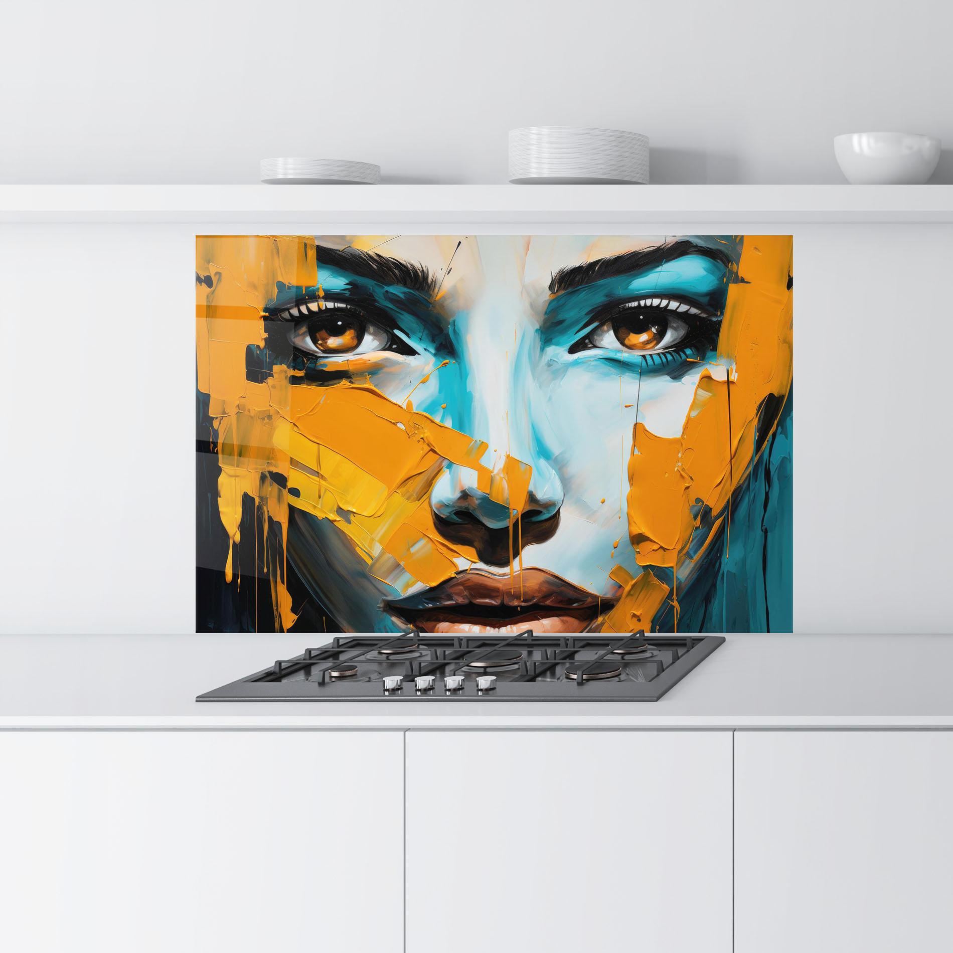 Konyhai üveg hátfal Orange Paint Portrait mockup 9