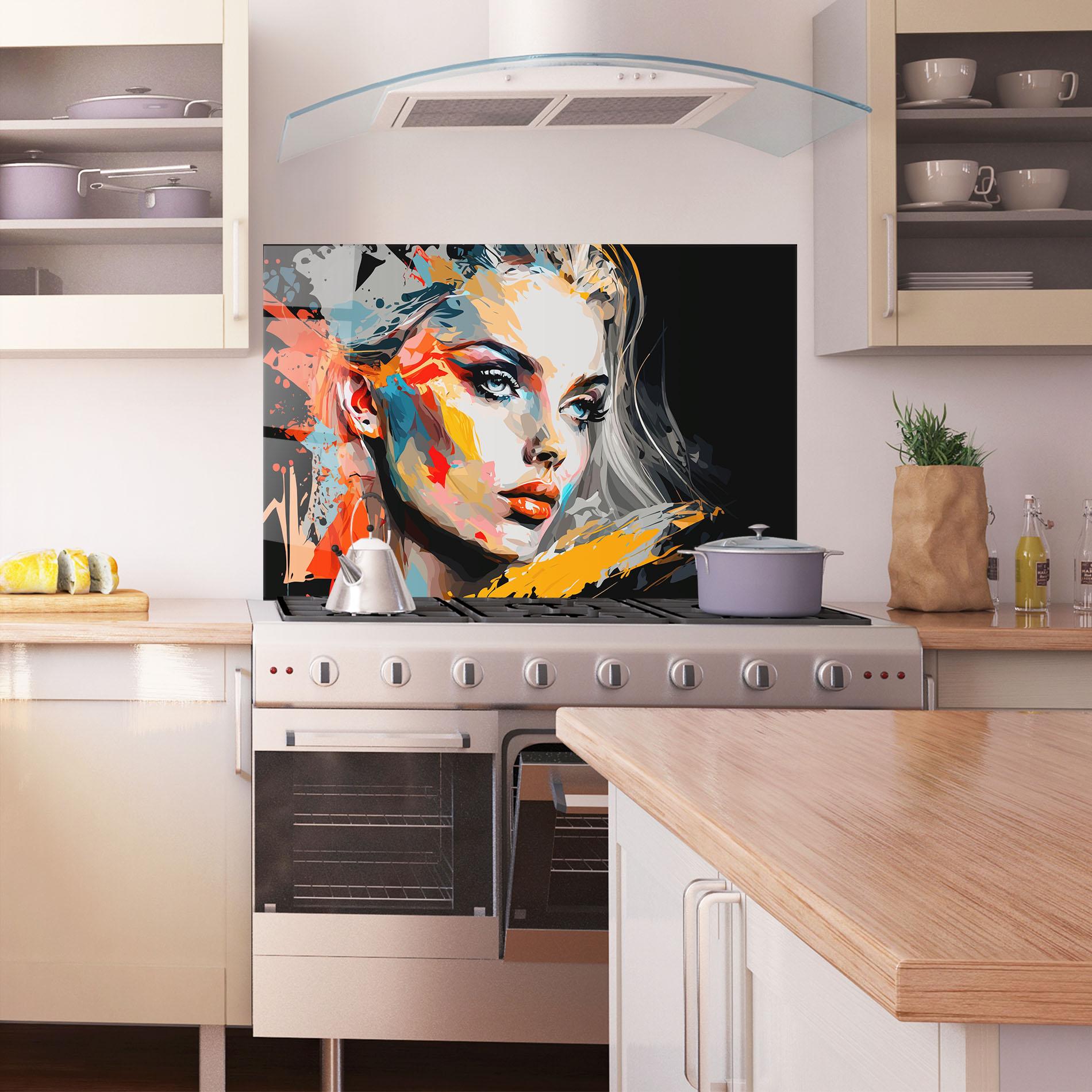 Konyhai üveg hátfal Blue Eye Face mockup 1