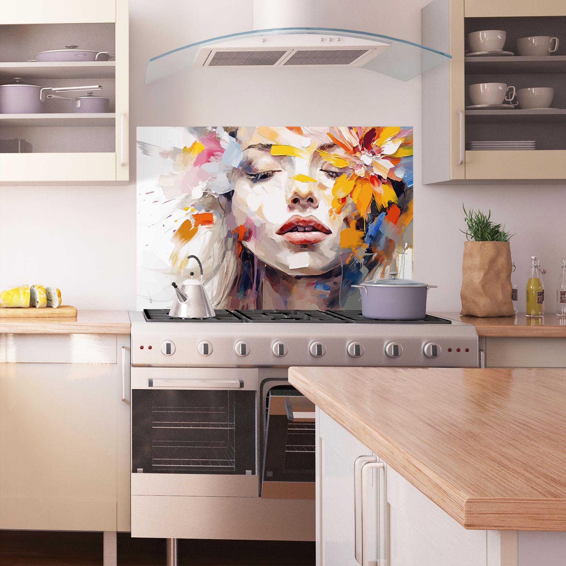 Konyhai üveg hátfal Oil Flower Portrait mockup 1