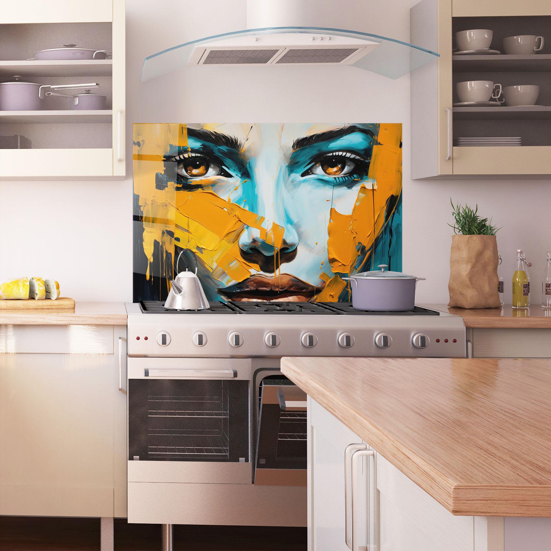 Konyhai üveg hátfal Orange Paint Portrait mockup 1
