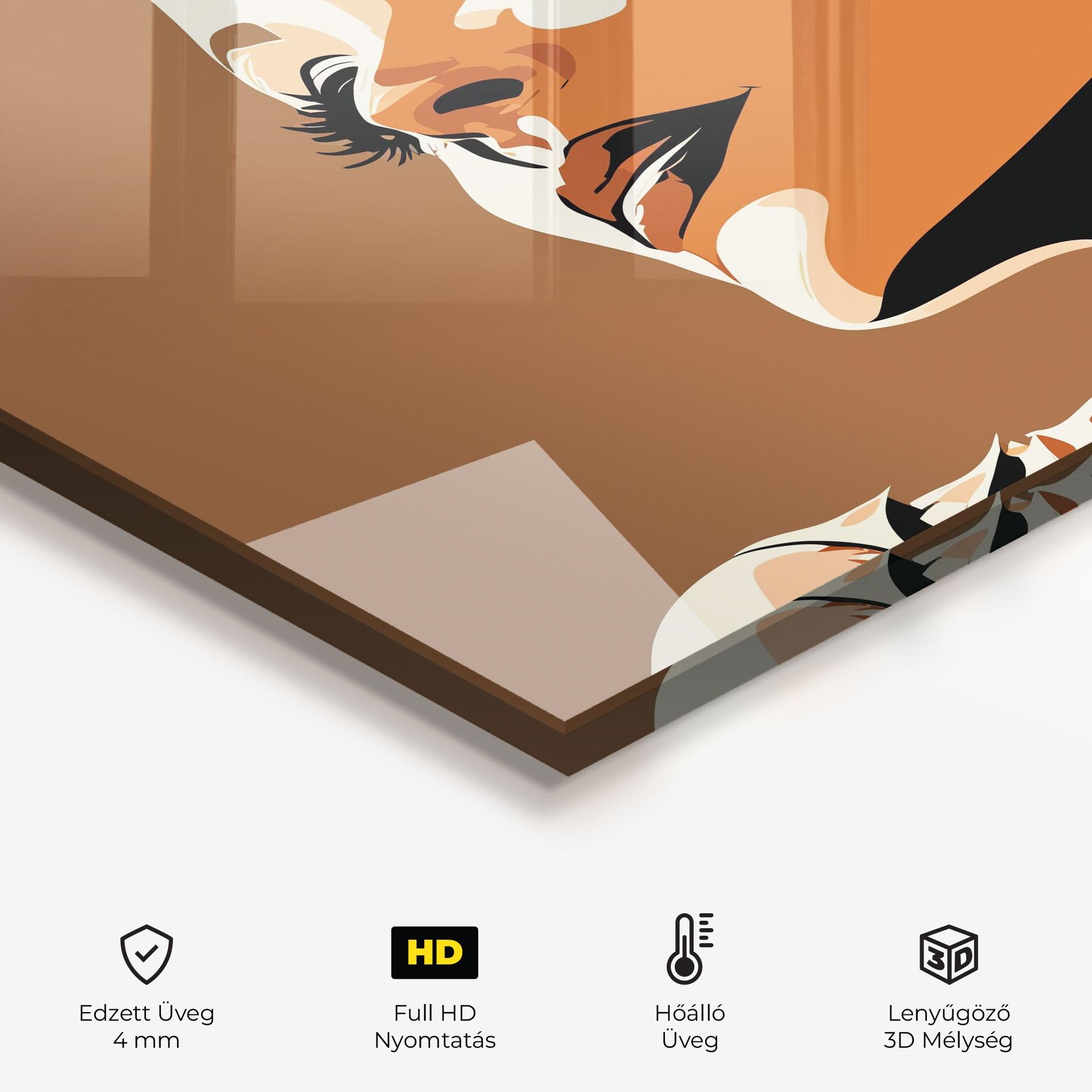 Konyhai üveg hátfal Brown Portrait Lady mockup 2