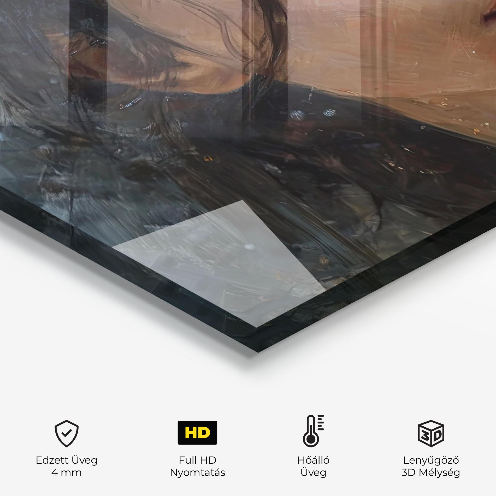 Konyhai üveg hátfal Closeup Darkhaired Woman mockup 2