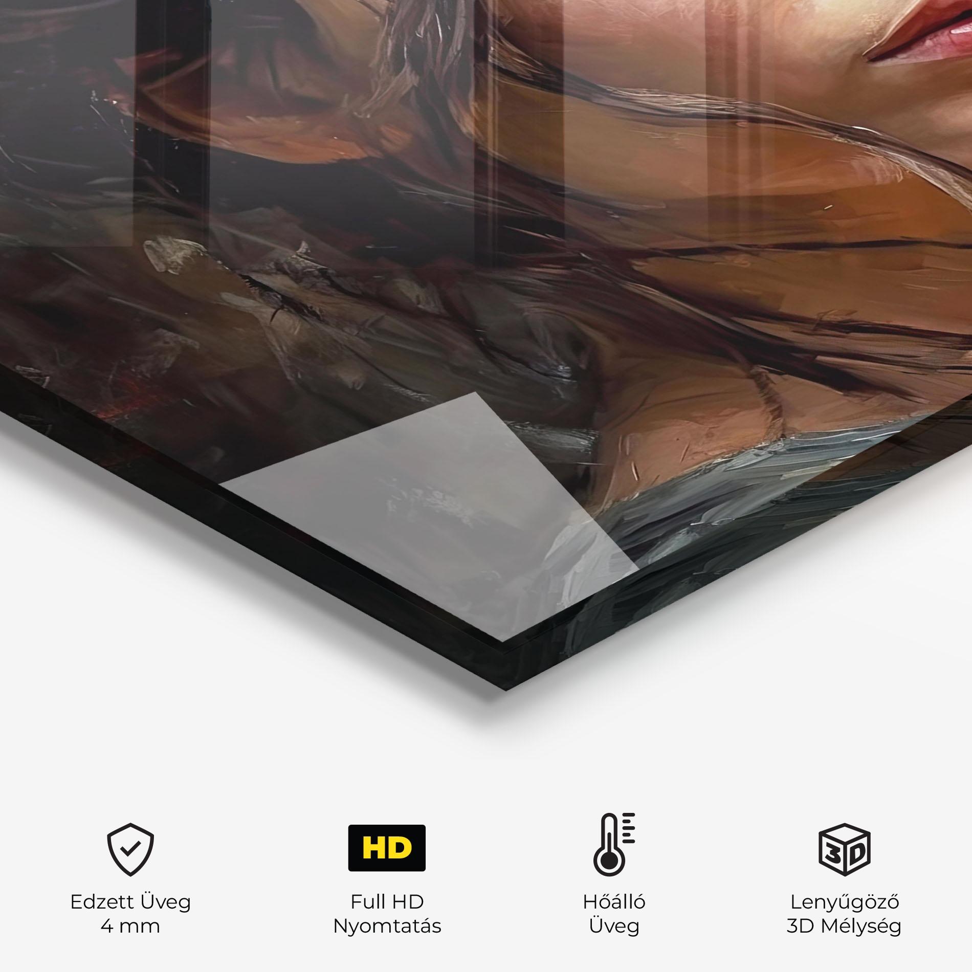 Konyhai üveg hátfal Closeup Impasto Portrait mockup 2