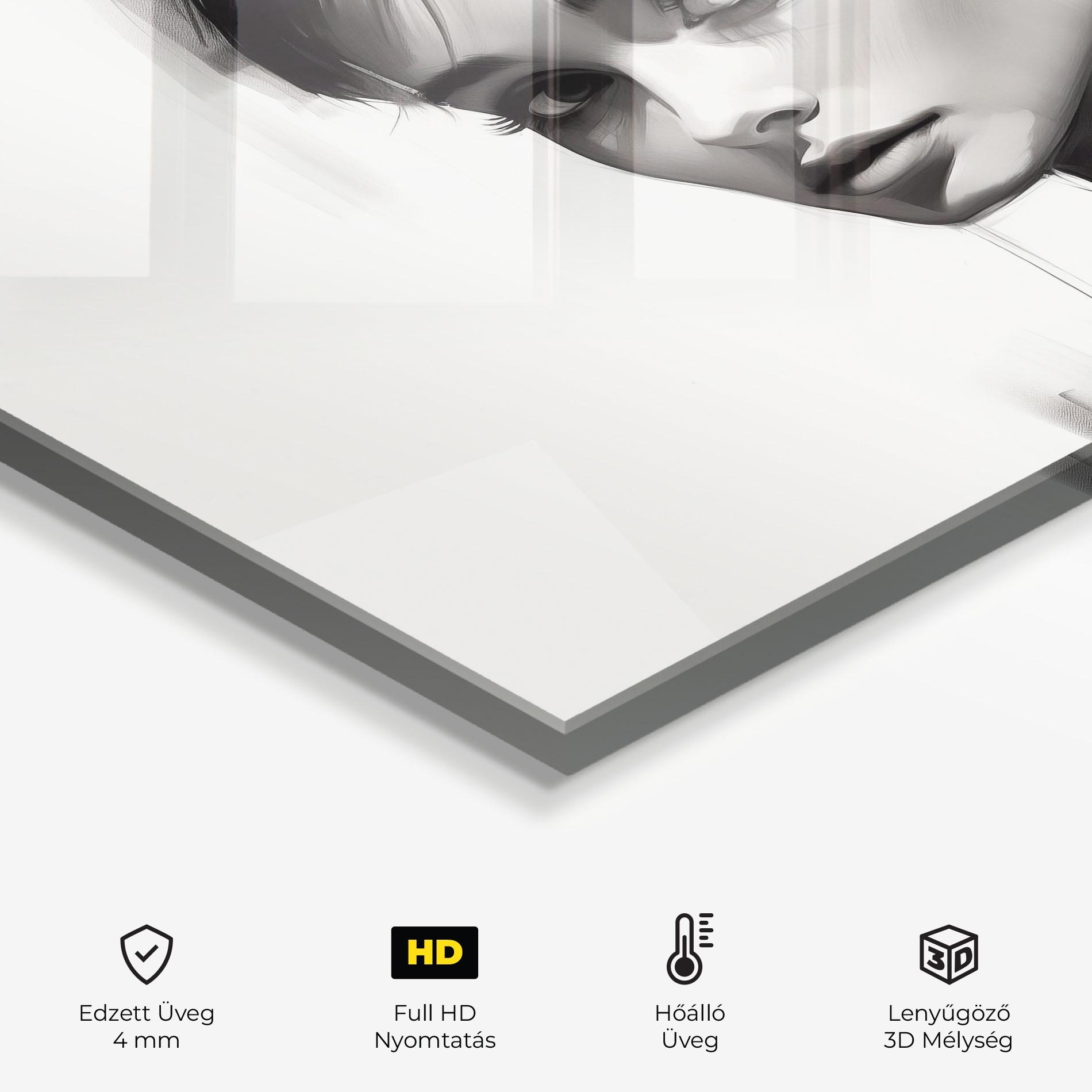 Konyhai üveg hátfal Hepburn Portrait mockup 2