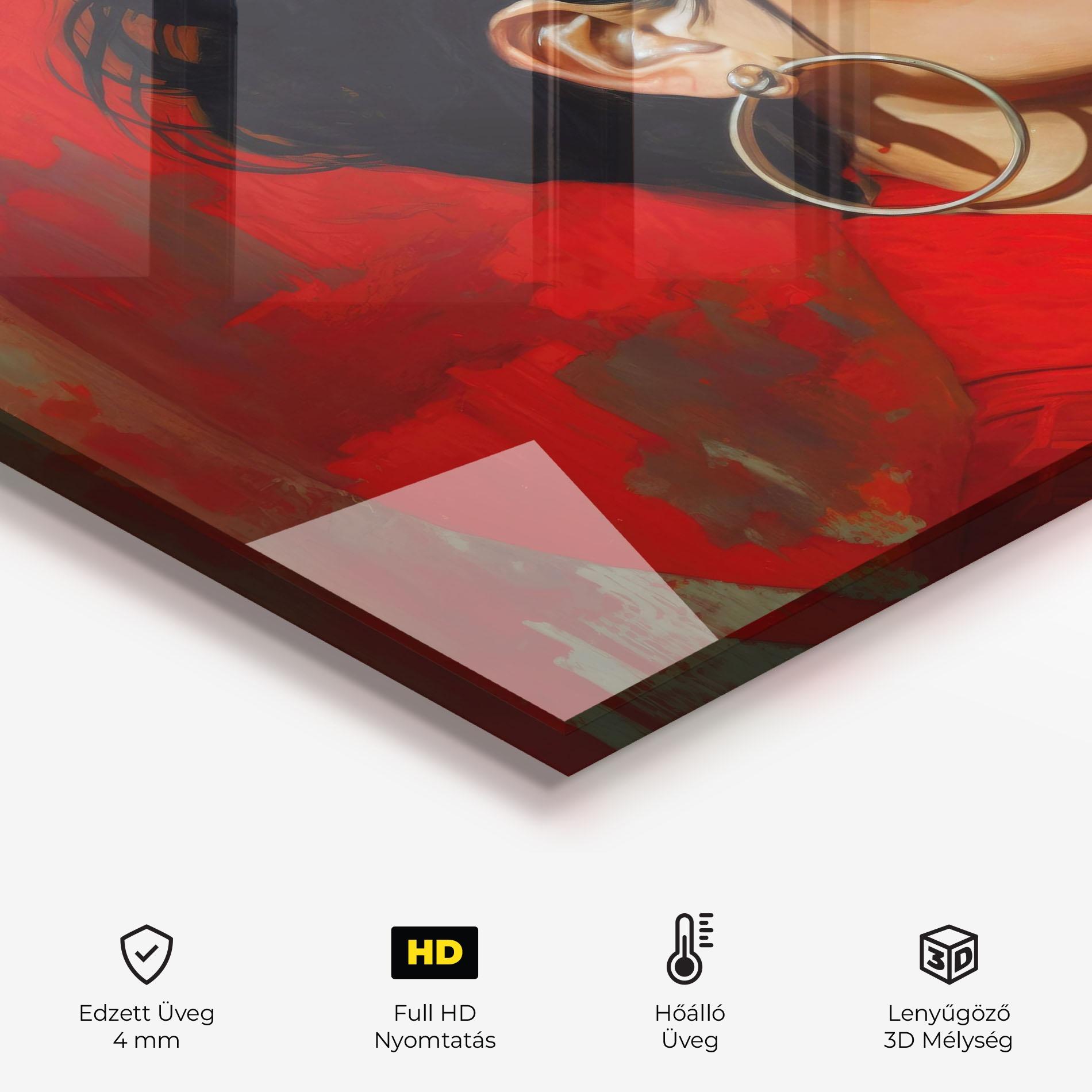 Konyhai üveg hátfal Hoop Earrings Woman mockup 2