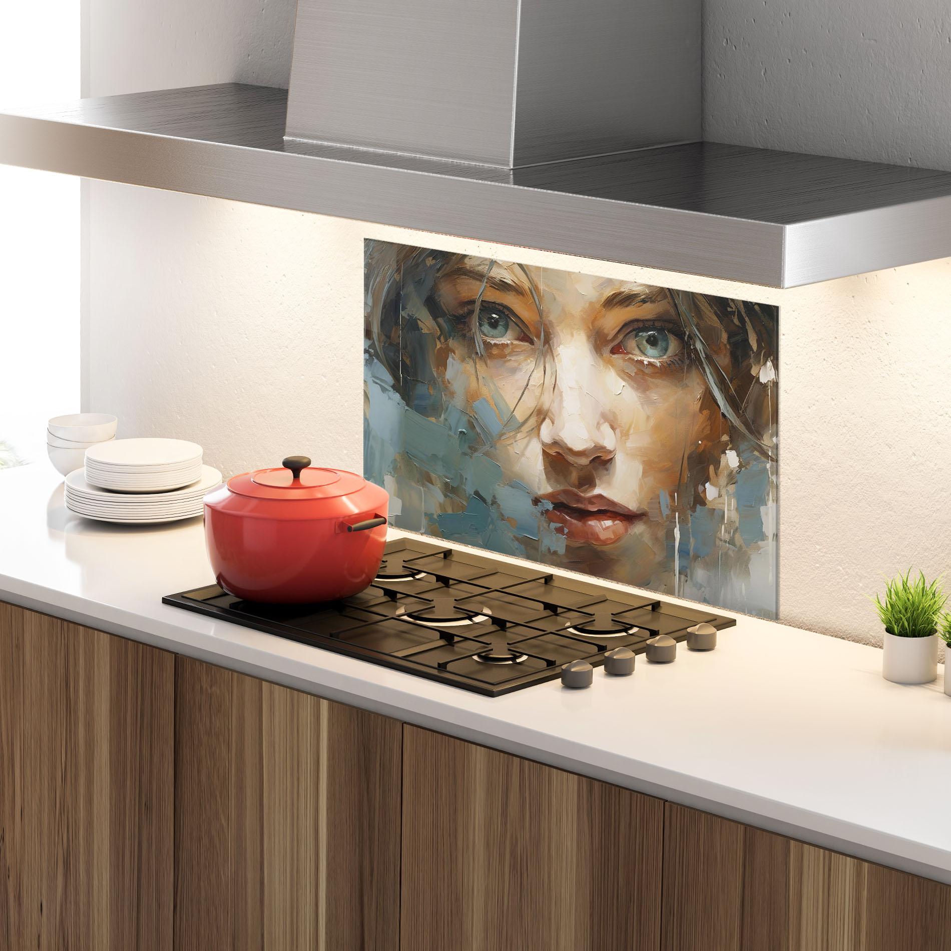 Konyhai üveg hátfal Expressive Portrait mockup 4