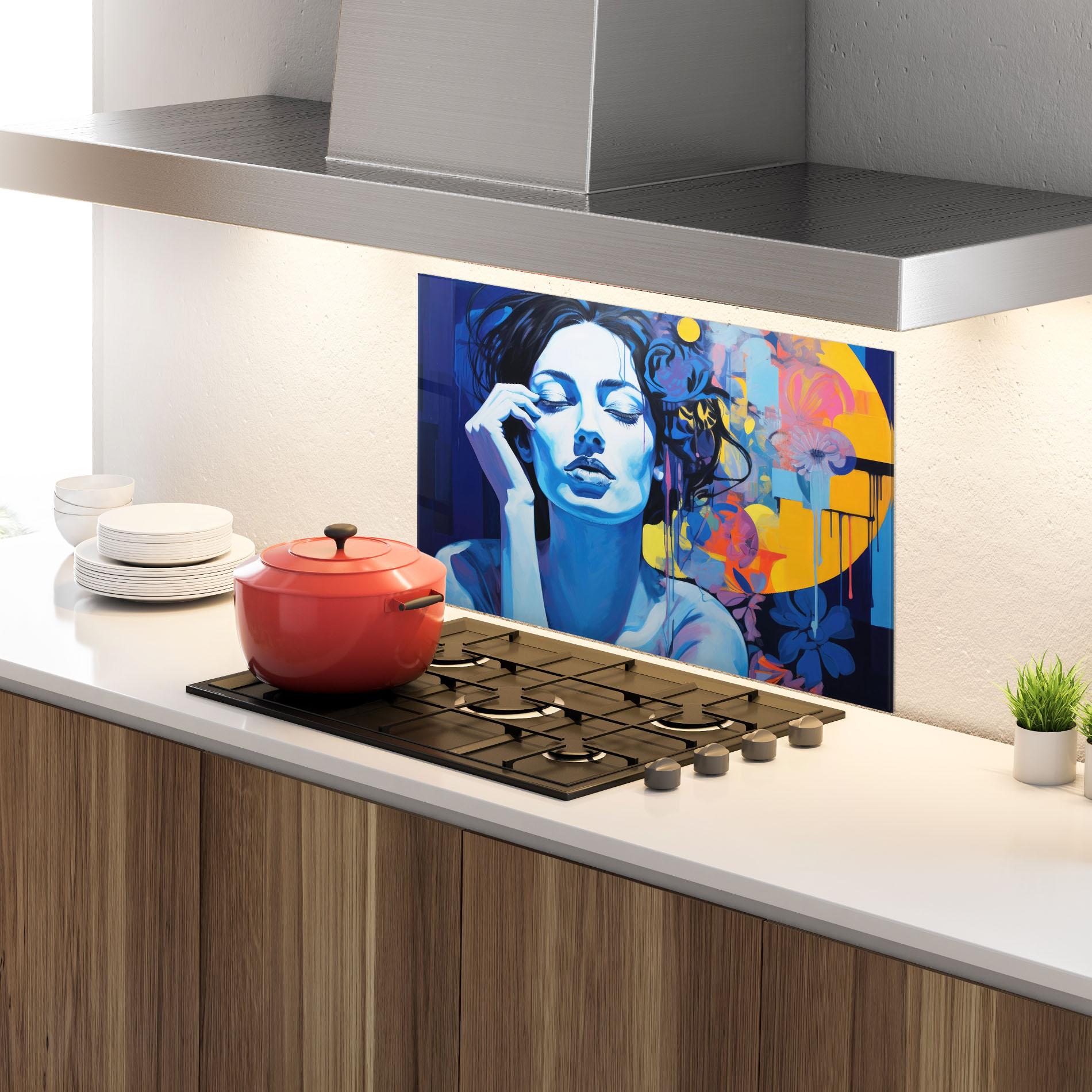 Konyhai üveg hátfal Photographic Blue Image mockup 4