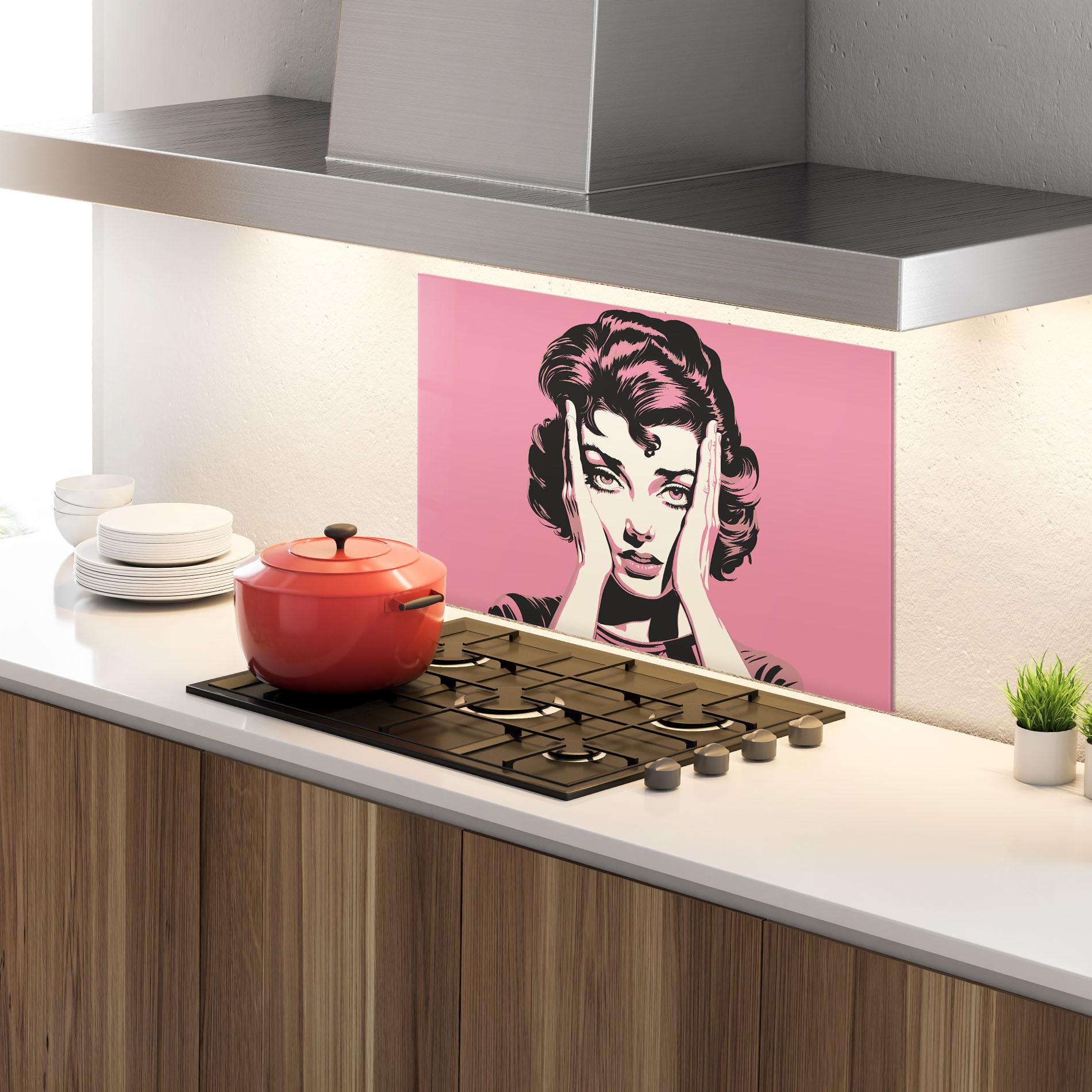 Konyhai üveg hátfal Pink Light Portrait mockup 4