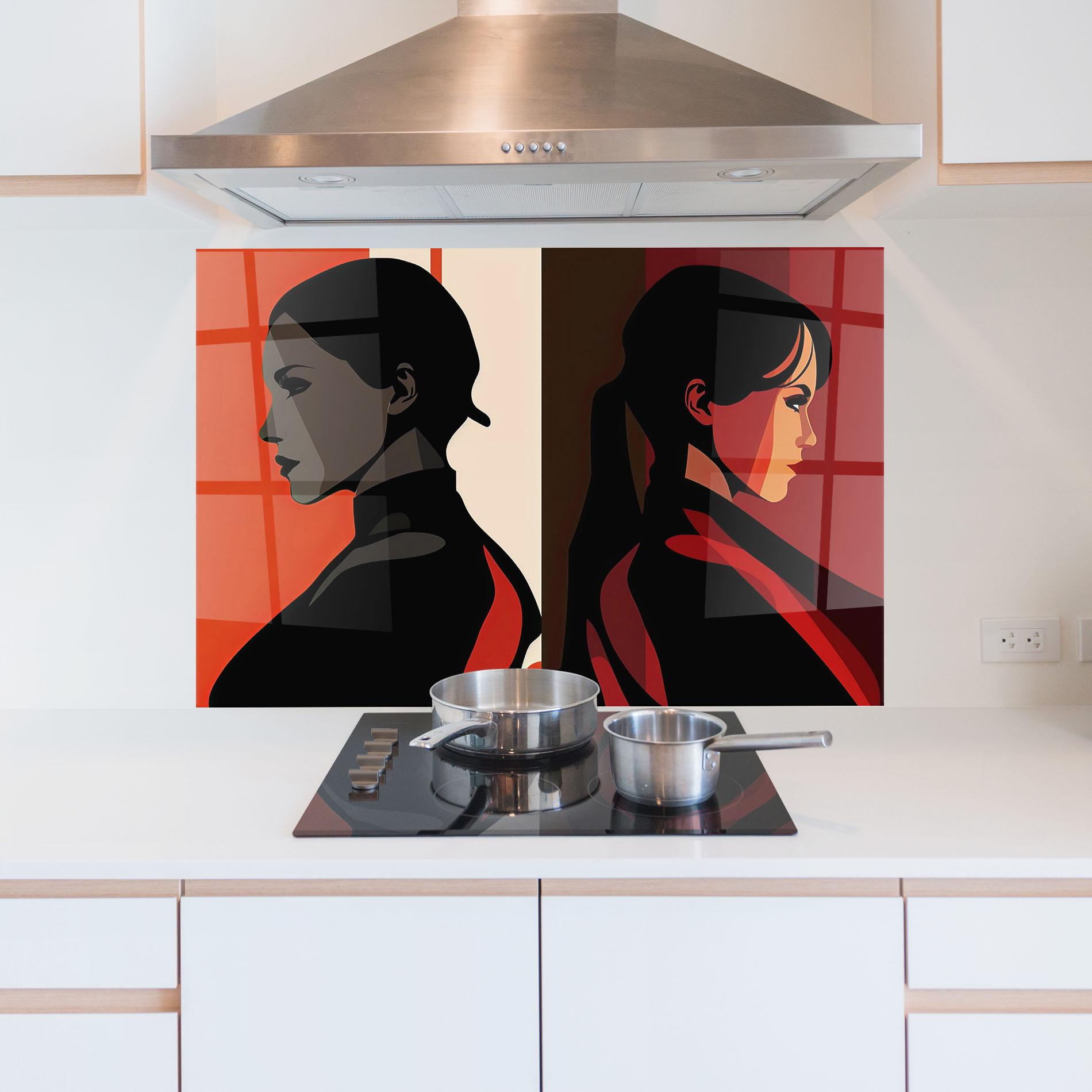 Konyhai üveg hátfal Graphical Portrait mockup 5