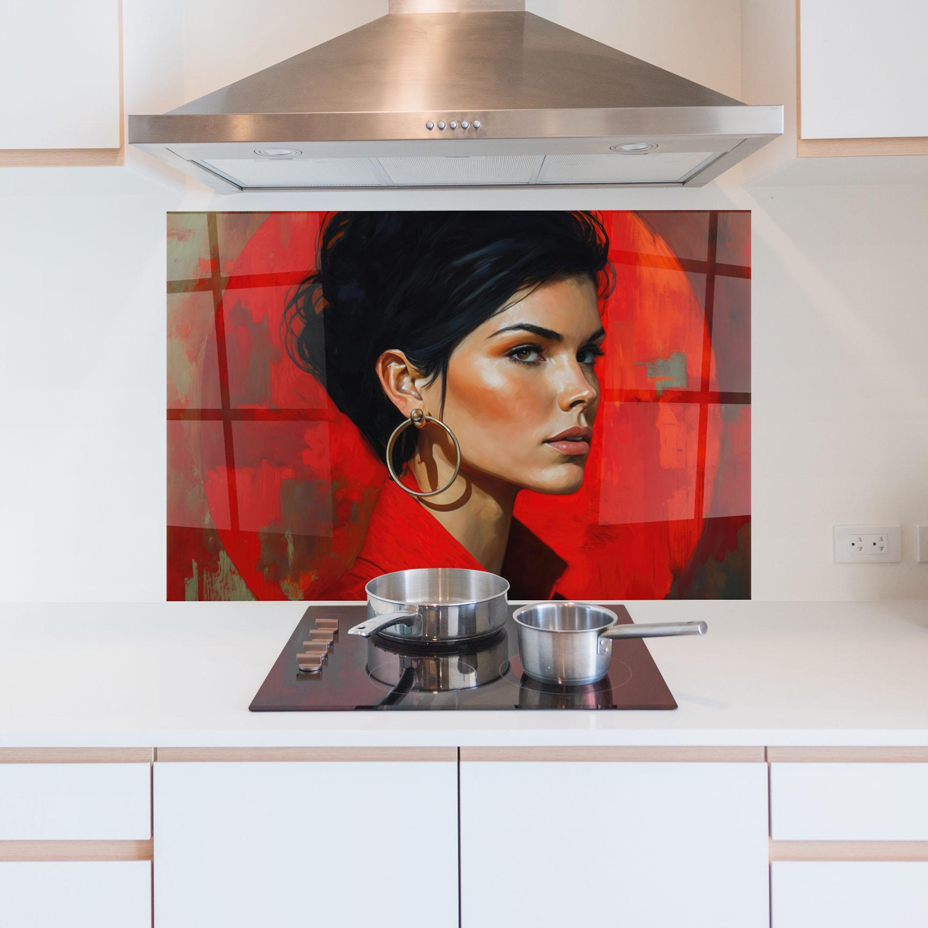 Konyhai üveg hátfal Hoop Earrings Woman mockup 5