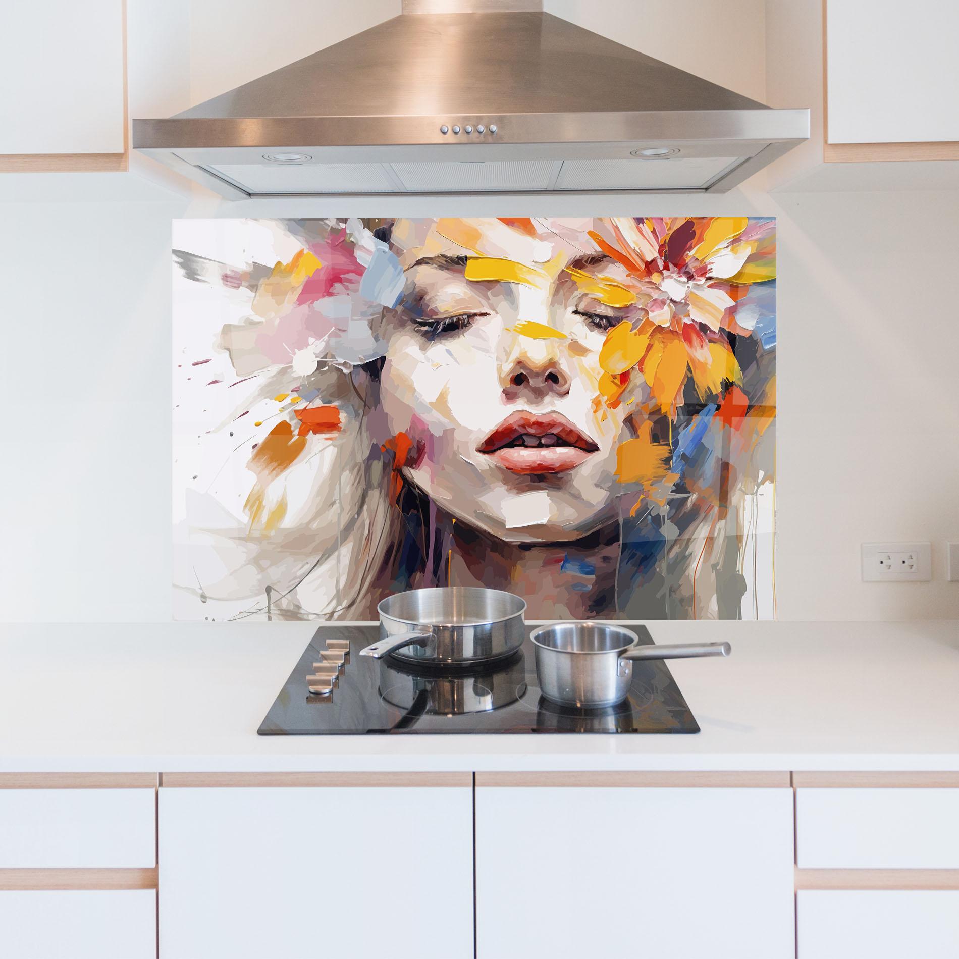 Konyhai üveg hátfal Oil Flower Portrait mockup 5