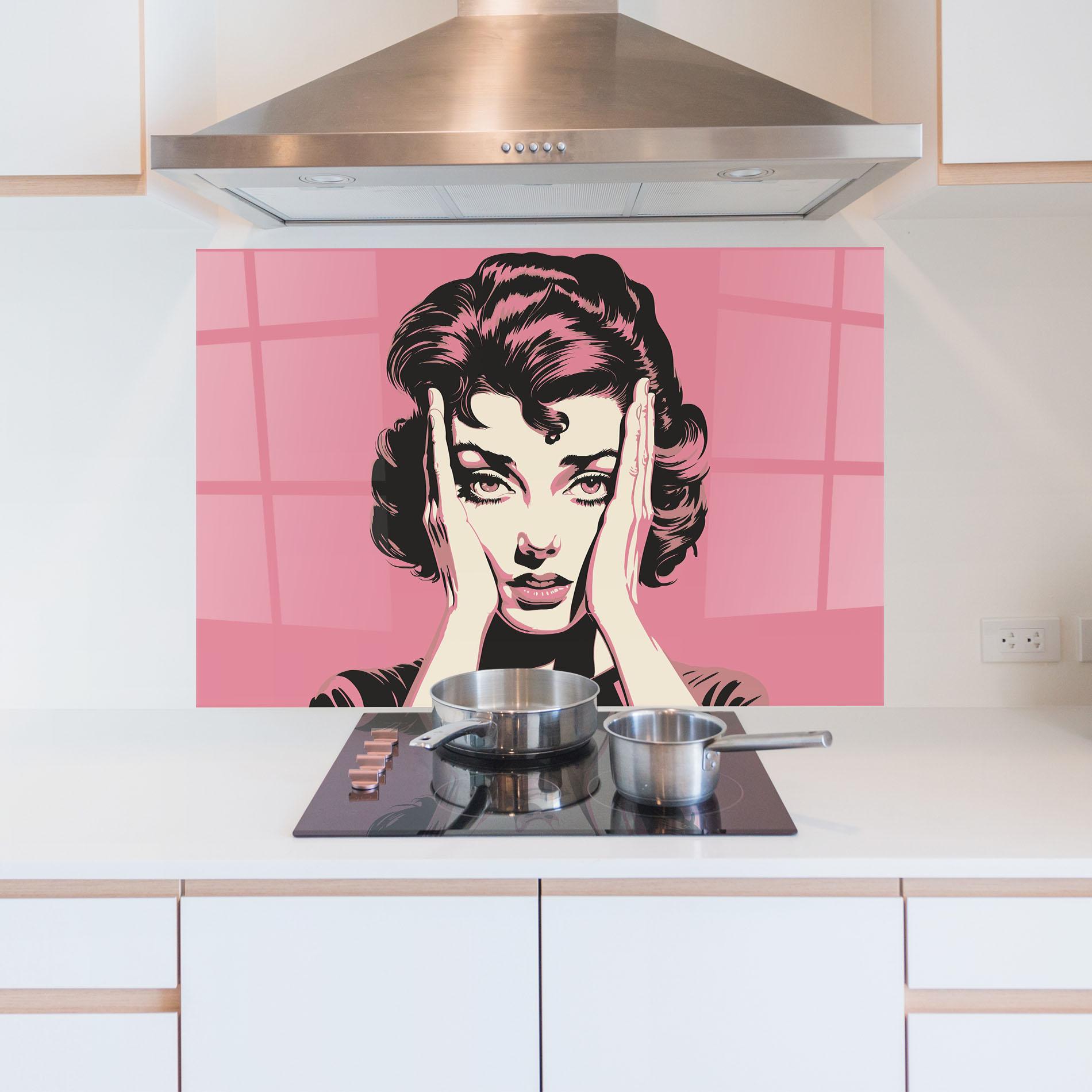 Konyhai üveg hátfal Pink Light Portrait mockup 5