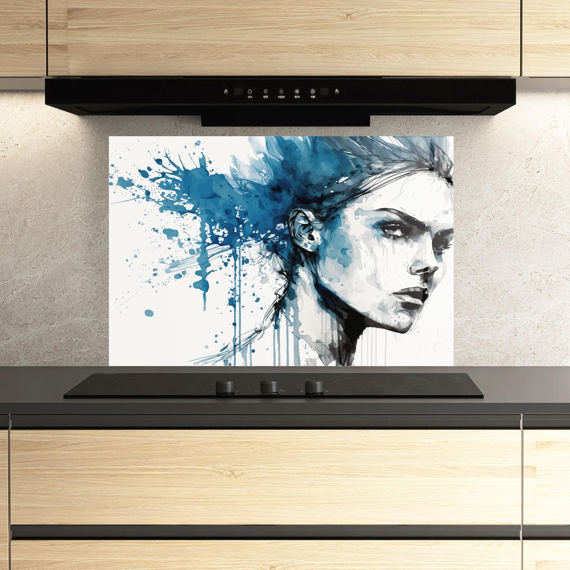 Konyhai üveg hátfal Blue Splash Portrait mockup 3