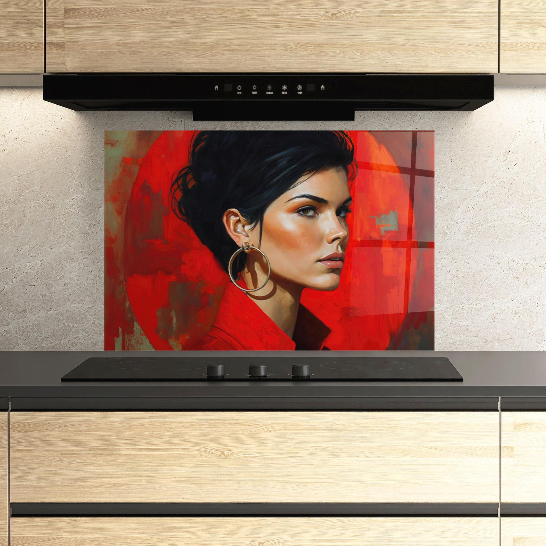 Konyhai üveg hátfal Hoop Earrings Woman mockup 3