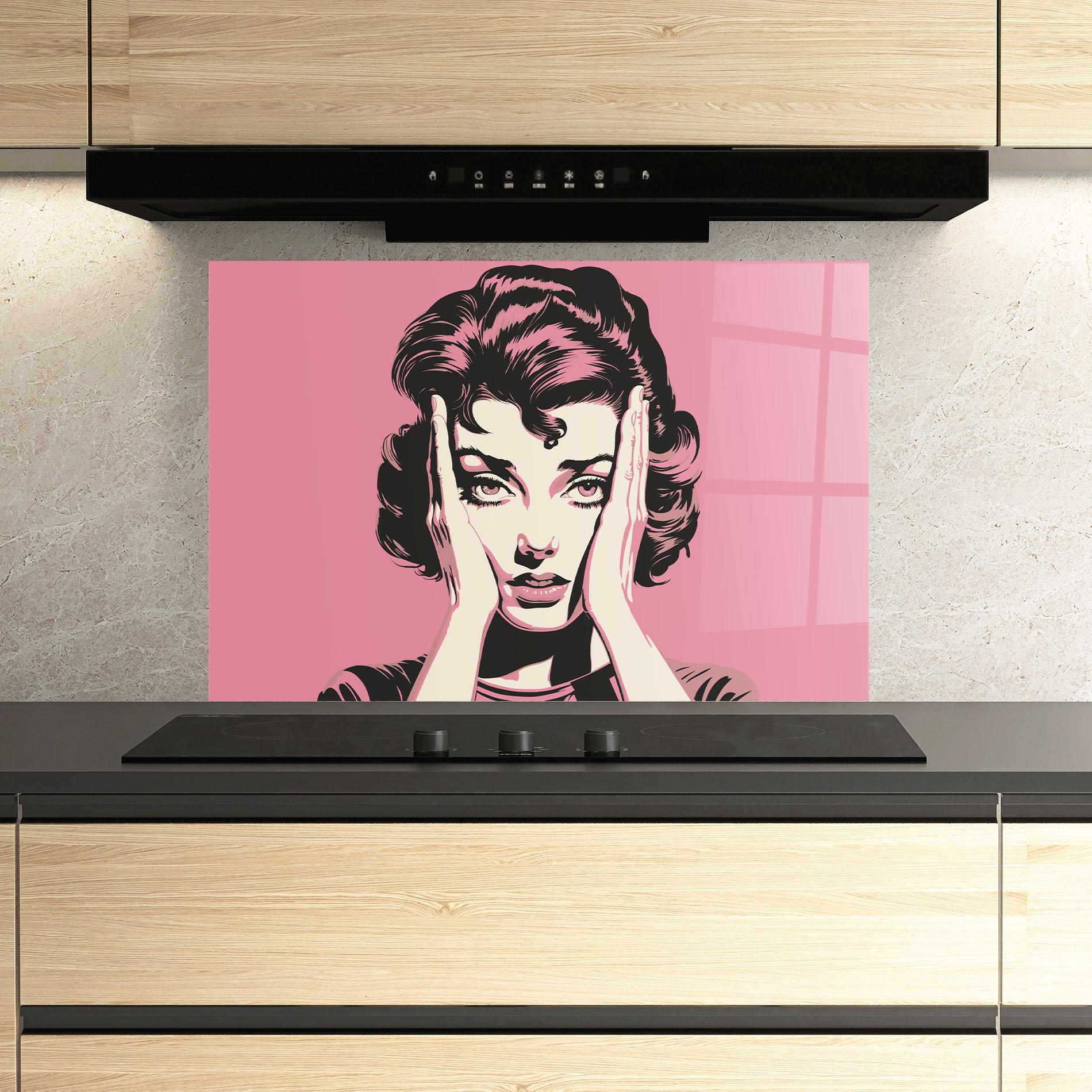 Konyhai üveg hátfal Pink Light Portrait mockup 3