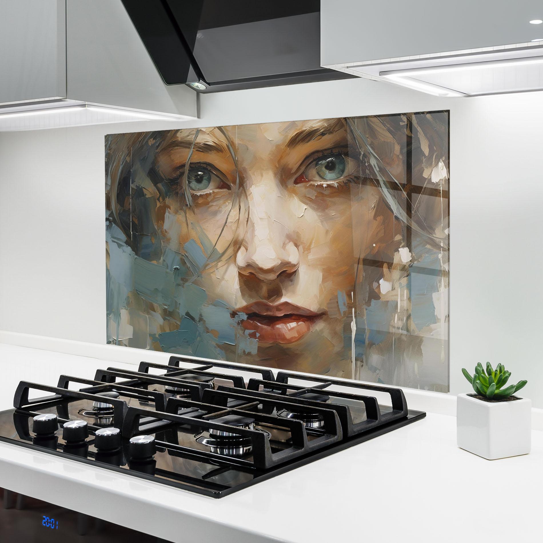 Konyhai üveg hátfal Expressive Portrait mockup 6