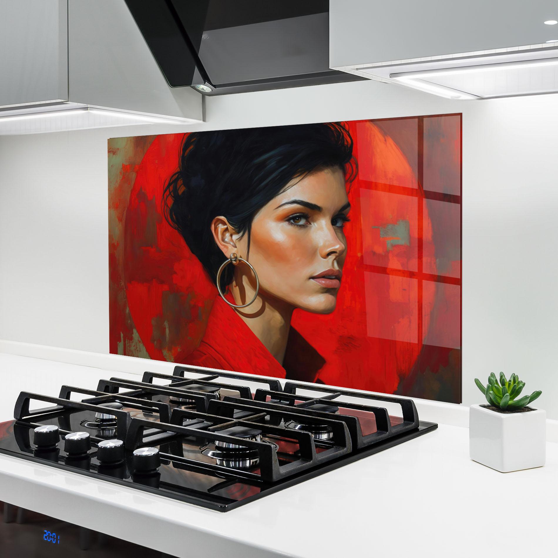 Konyhai üveg hátfal Hoop Earrings Woman mockup 6