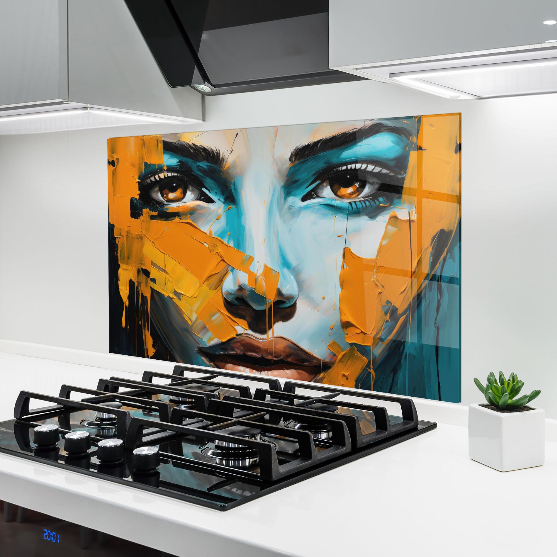Konyhai üveg hátfal Orange Paint Portrait mockup 6