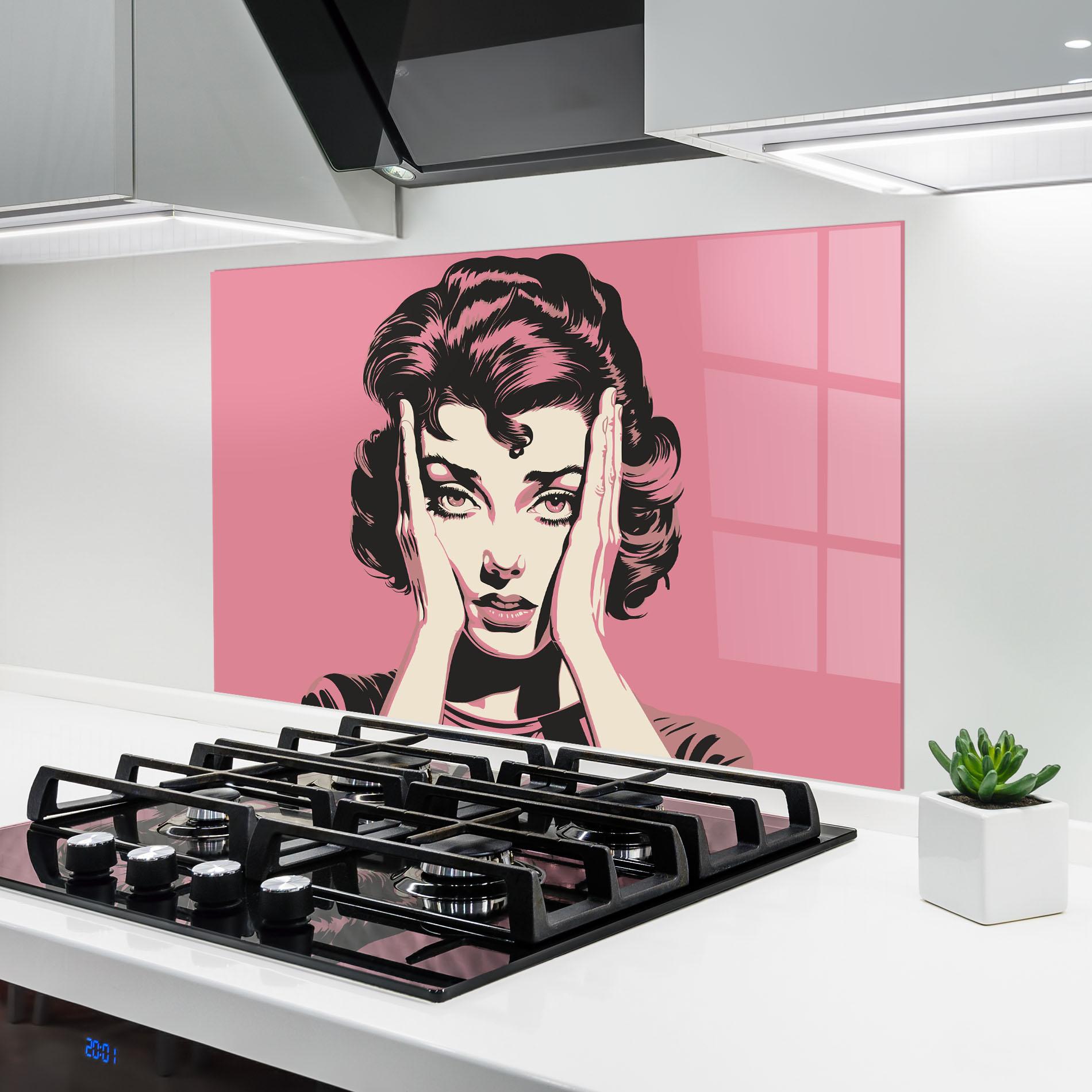 Konyhai üveg hátfal Pink Light Portrait mockup 6