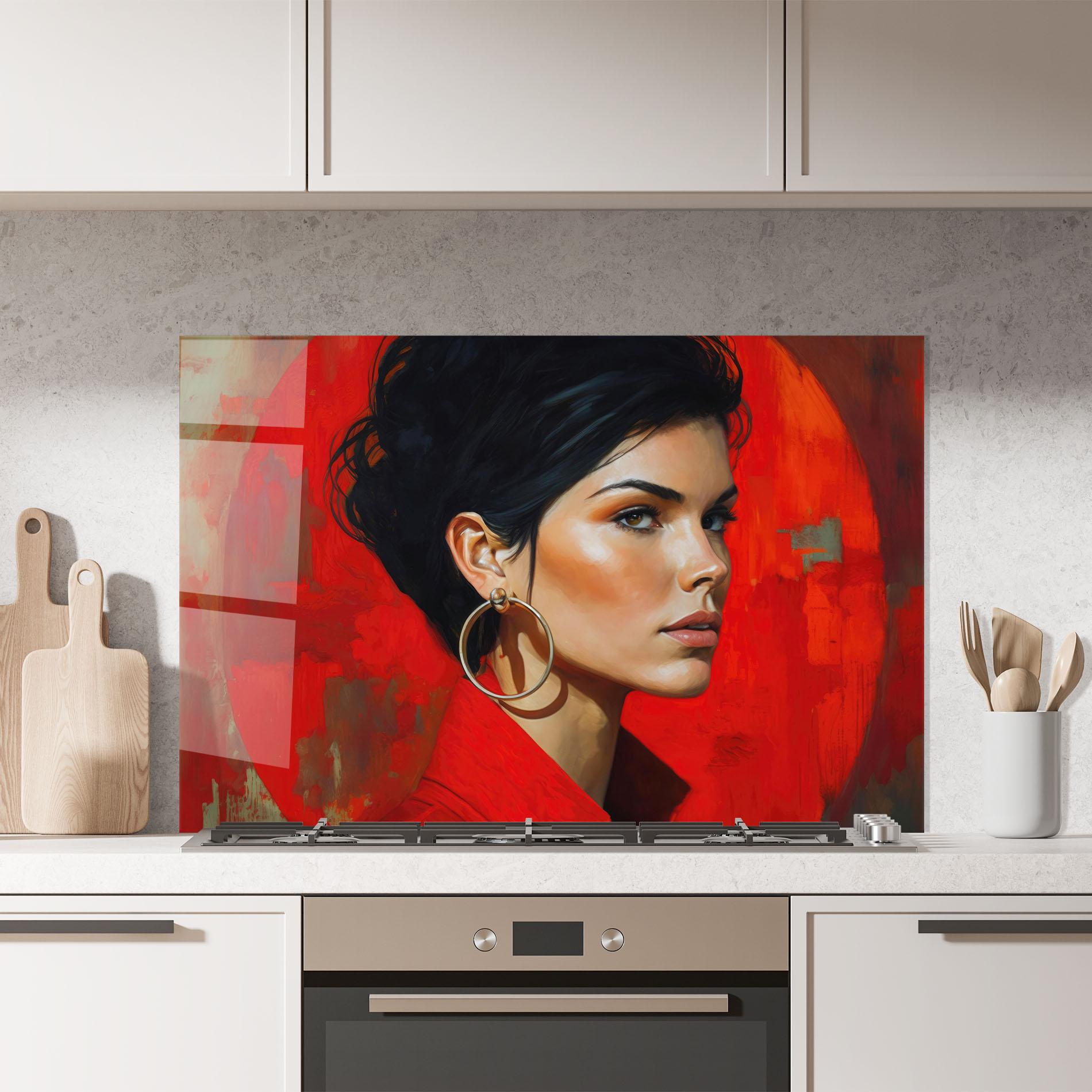 Konyhai üveg hátfal Hoop Earrings Woman mockup 7