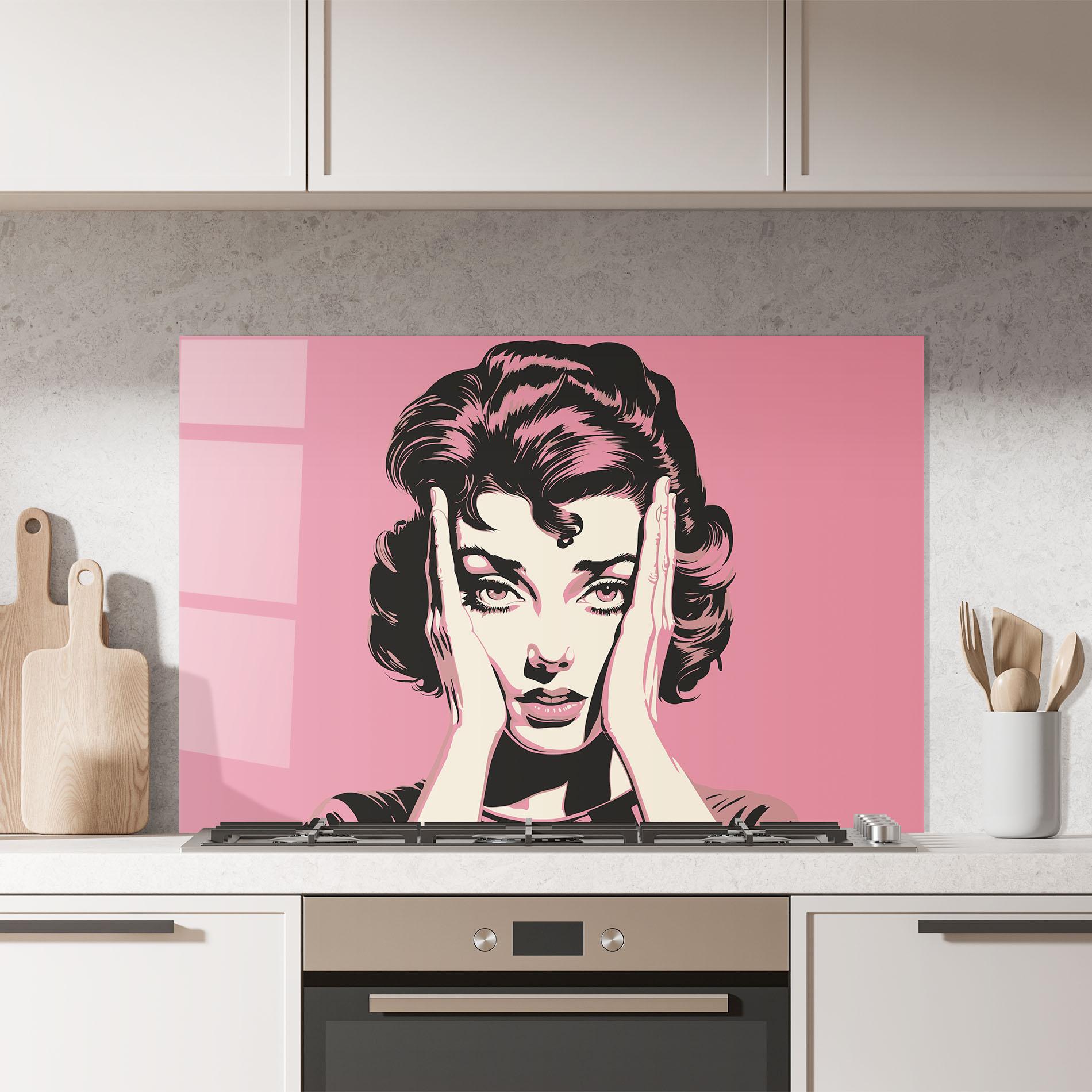 Konyhai üveg hátfal Pink Light Portrait mockup 7