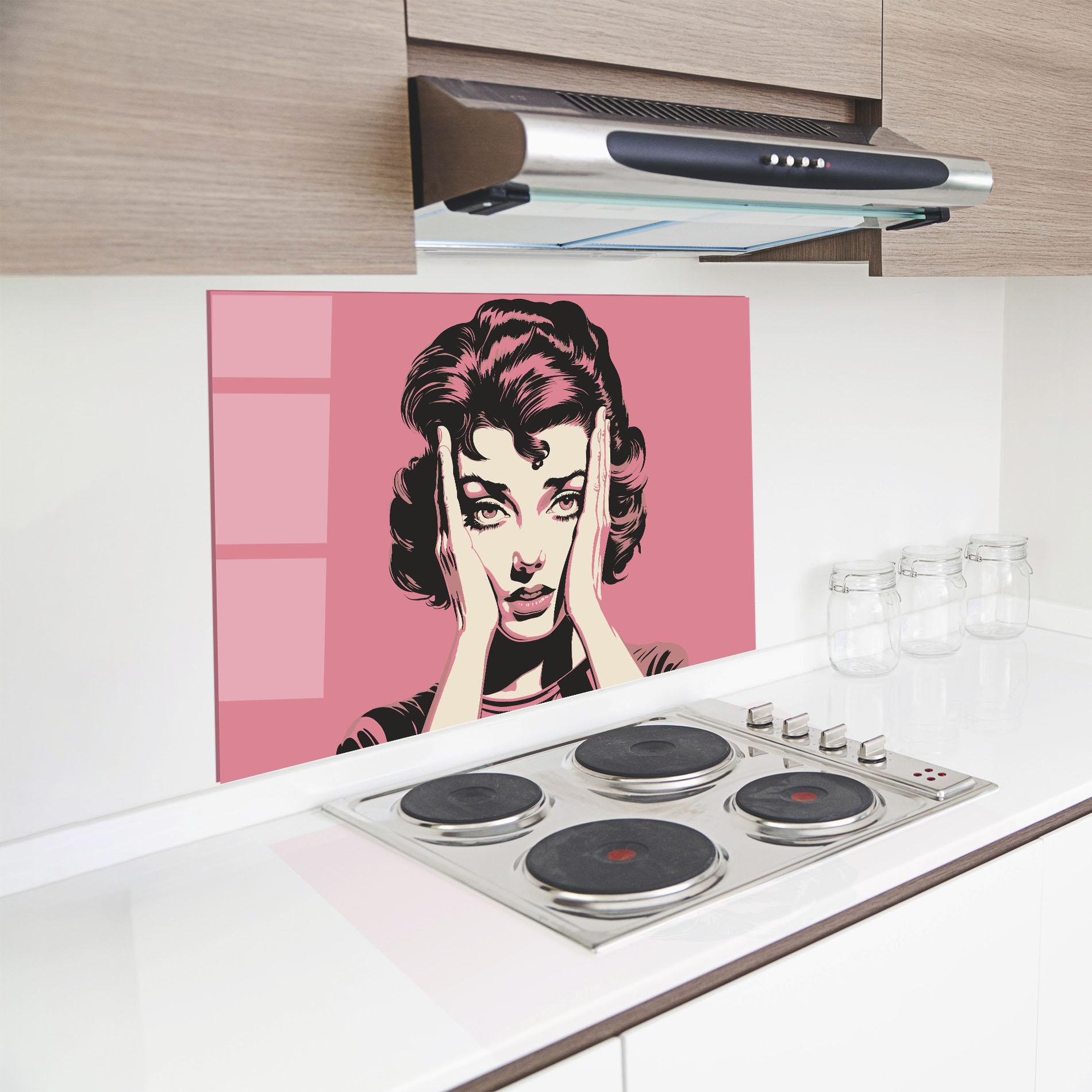 Konyhai üveg hátfal Pink Light Portrait mockup 8