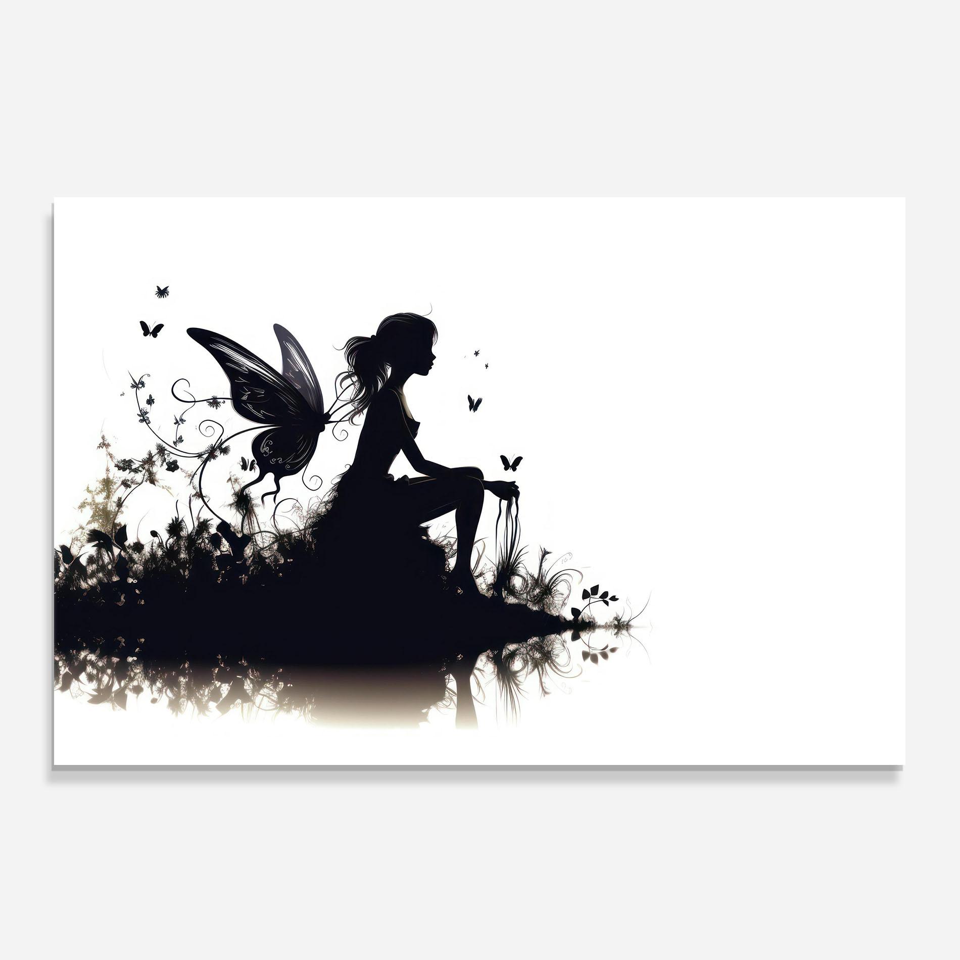 Konyhai üveg hátfal Butterfly Woman Shilouette mockup 0