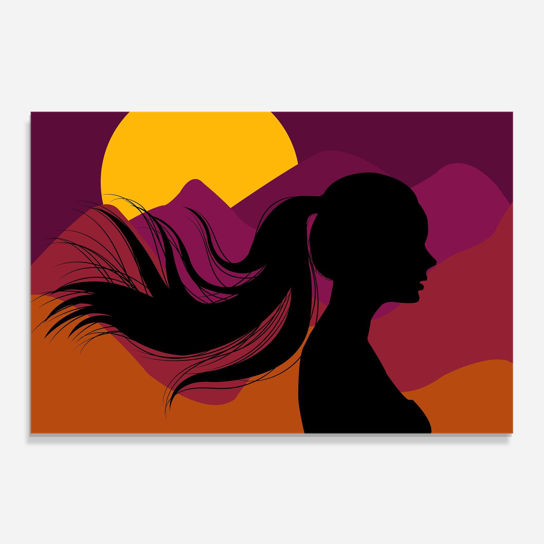 Konyhai üveg hátfal Long Hair Silhouette mockup 0