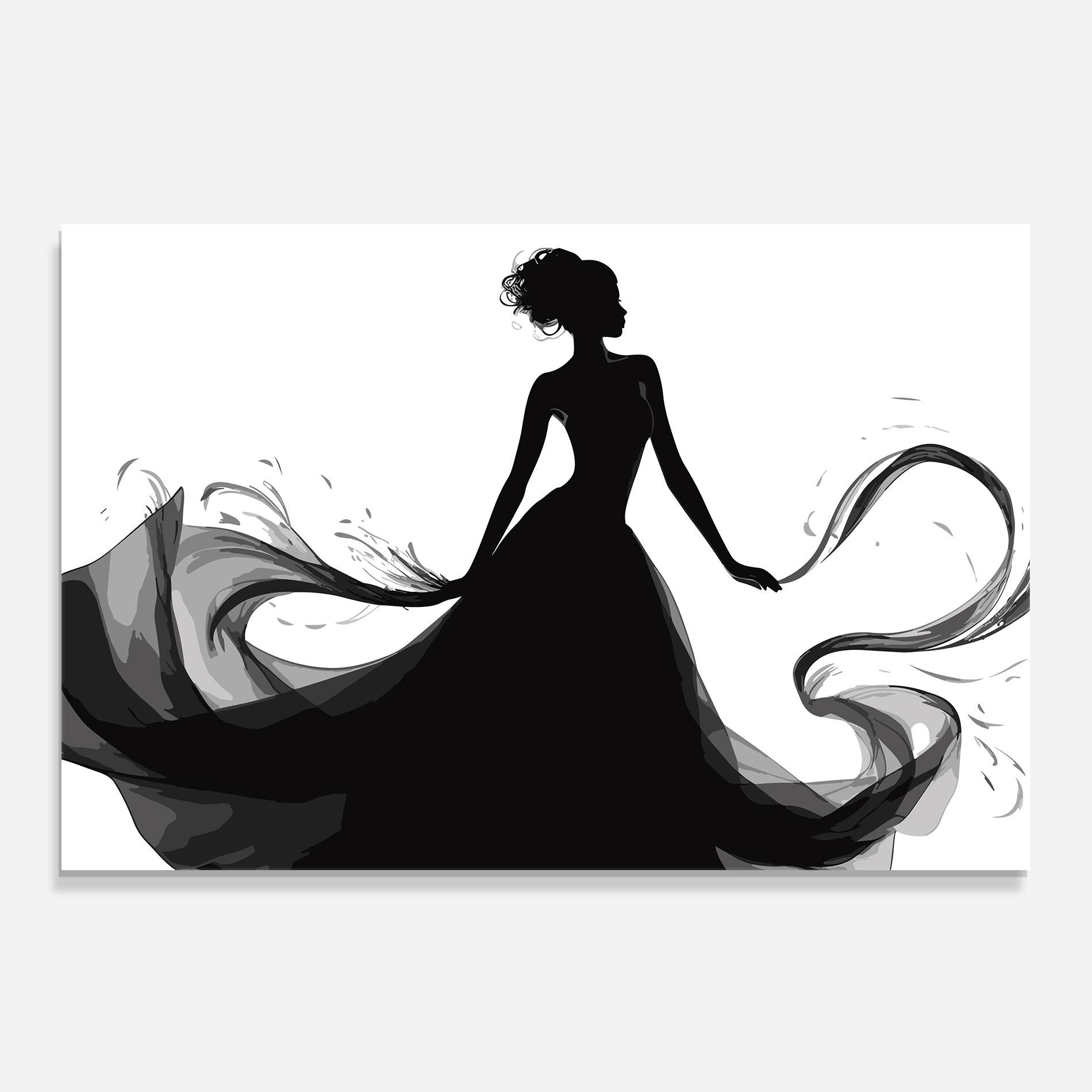 Konyhai üveg hátfal Pretty Black Dress mockup 0