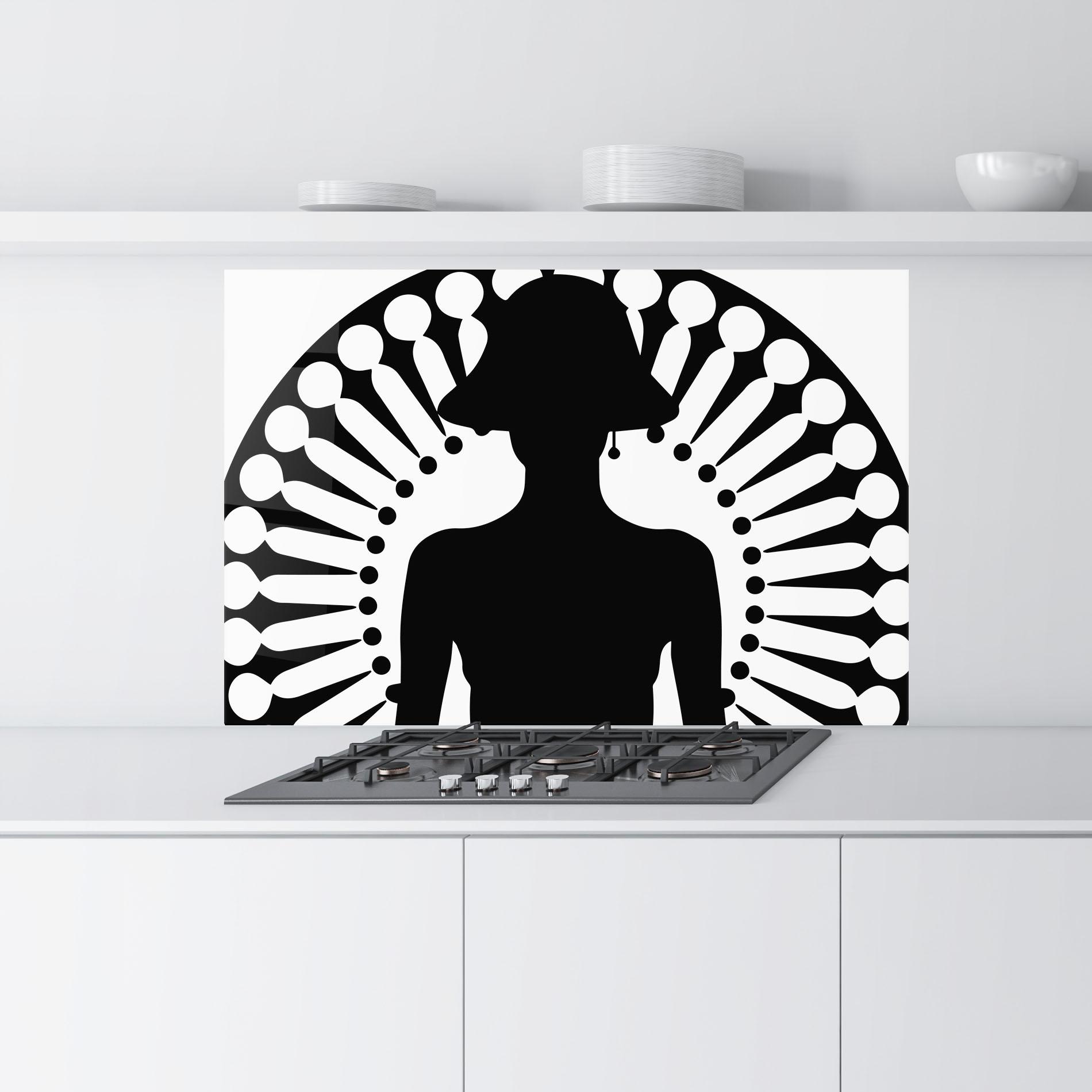 Konyhai üveg hátfal Black Shilouette Lady mockup 9